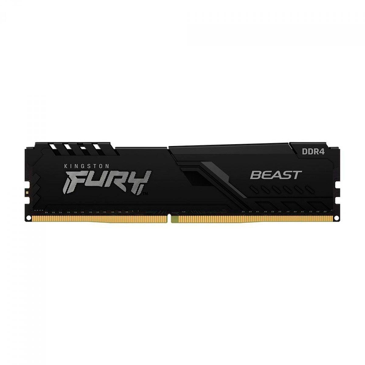 Memória 8GB DDR4 3200MHz Kingston Fury Beast - CL16 - KF432C16BB/8WP