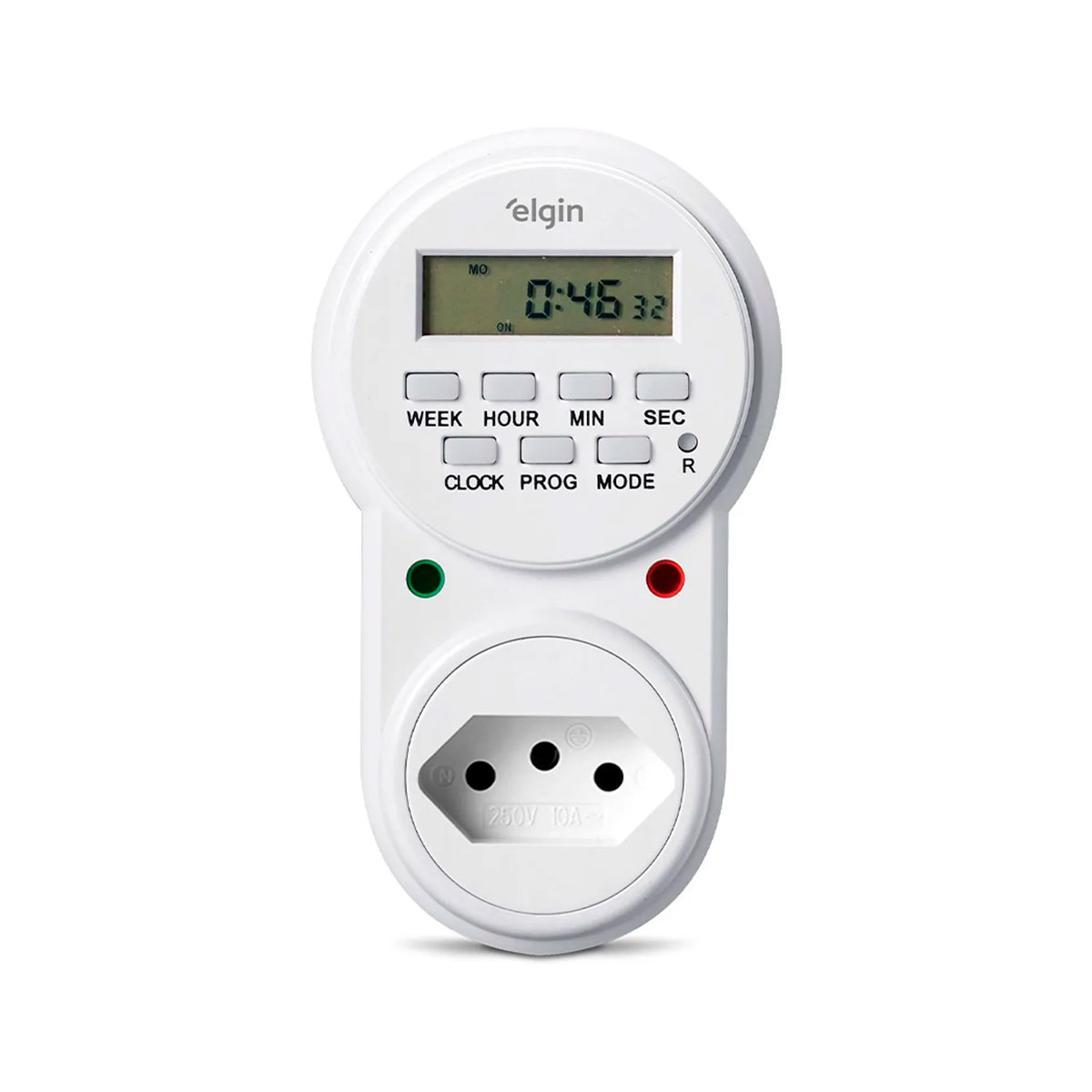 Timer Temporizador Digital Bivolt - 10A - 2P+T - 10 Programações - Proteção IP20 - Elgin 46RTIMERDGOO