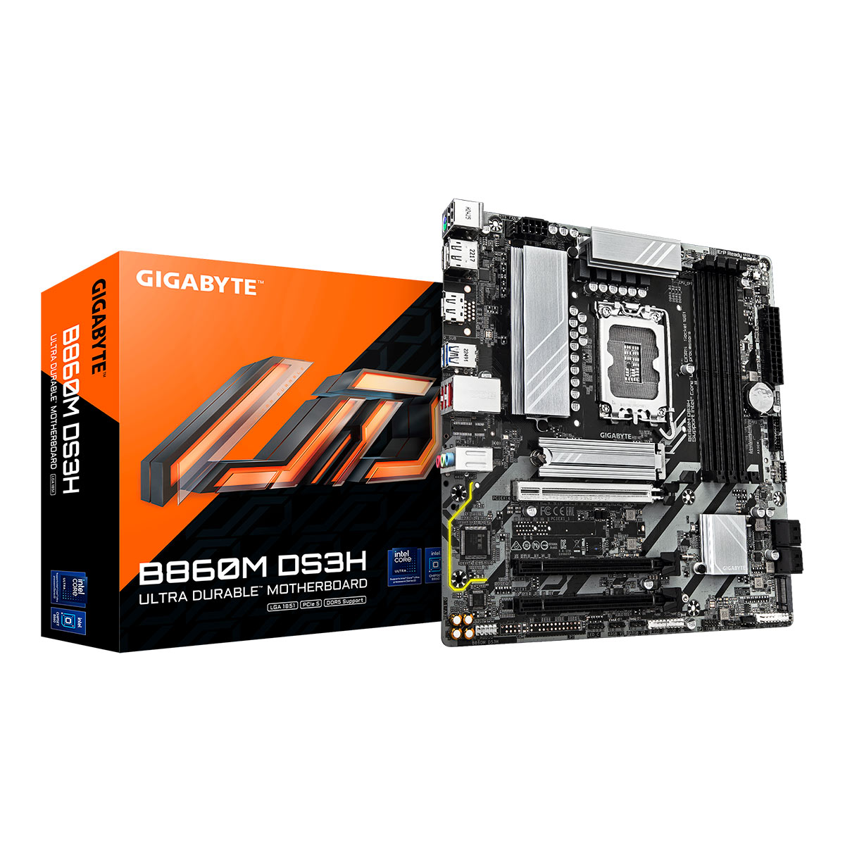 Placa Mãe Gigabyte B860M DS3H (LGA 1851 - DDR5 9066 O.C) - Chipset Intel B860M - Wi-Fi 6e - 2 Slots M.2 - Micro ATX