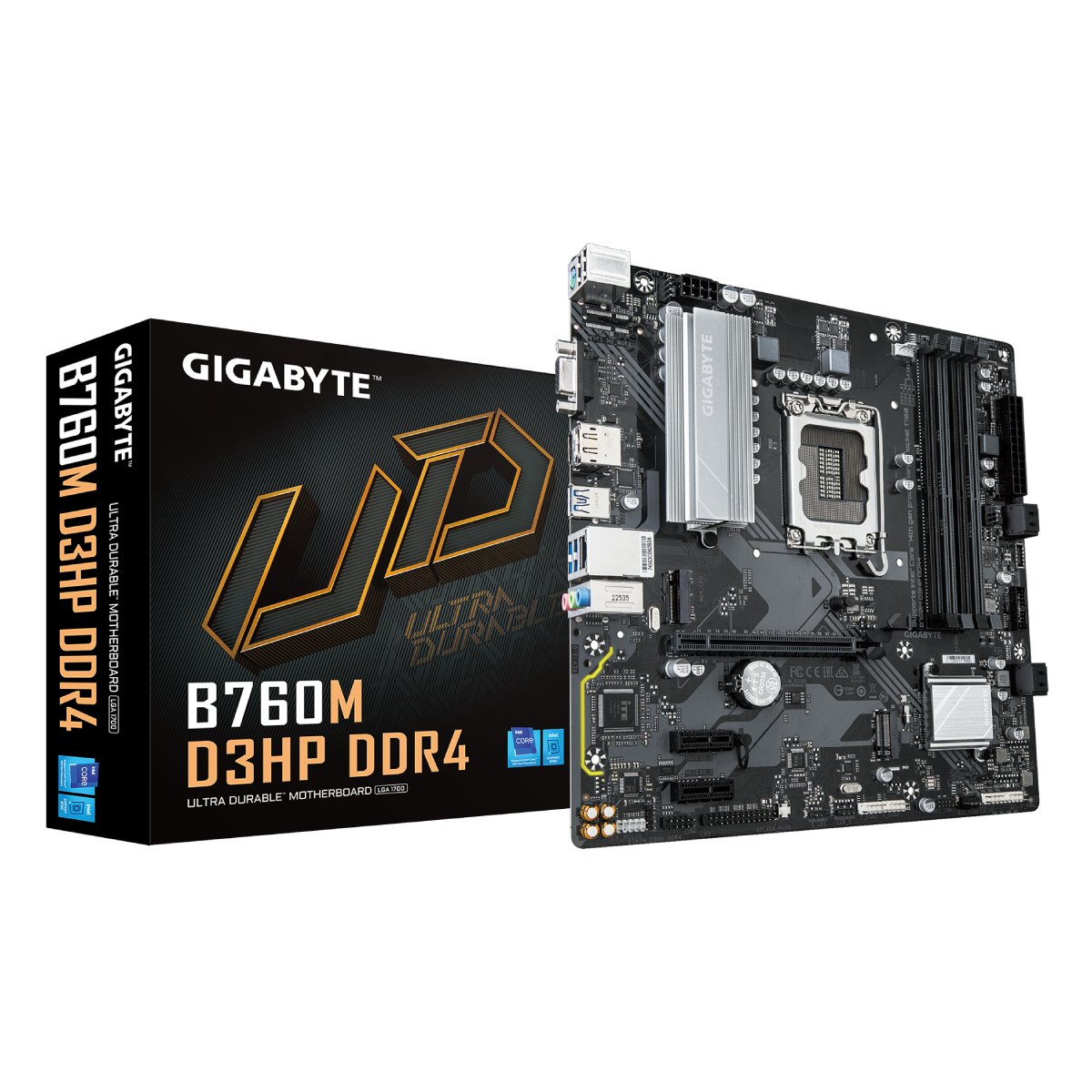 Placa Mãe Gigabyte B760M D3HP (LGA 1700 - DDR4 5333 O.C) - Chipset Intel B760M - USB 3.2 - Slot M.2 - Q-Flash Plus - Micro ATX