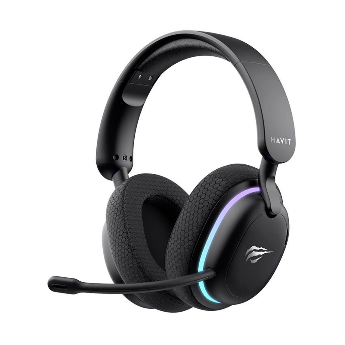Headset Gamer Sem Fio Havit Fuxi H7 - Drivers 40mm - RGB - Bluetooth, 2.4GHzm e USB-C - Preto - HVGMH-FUXI-H7-BK