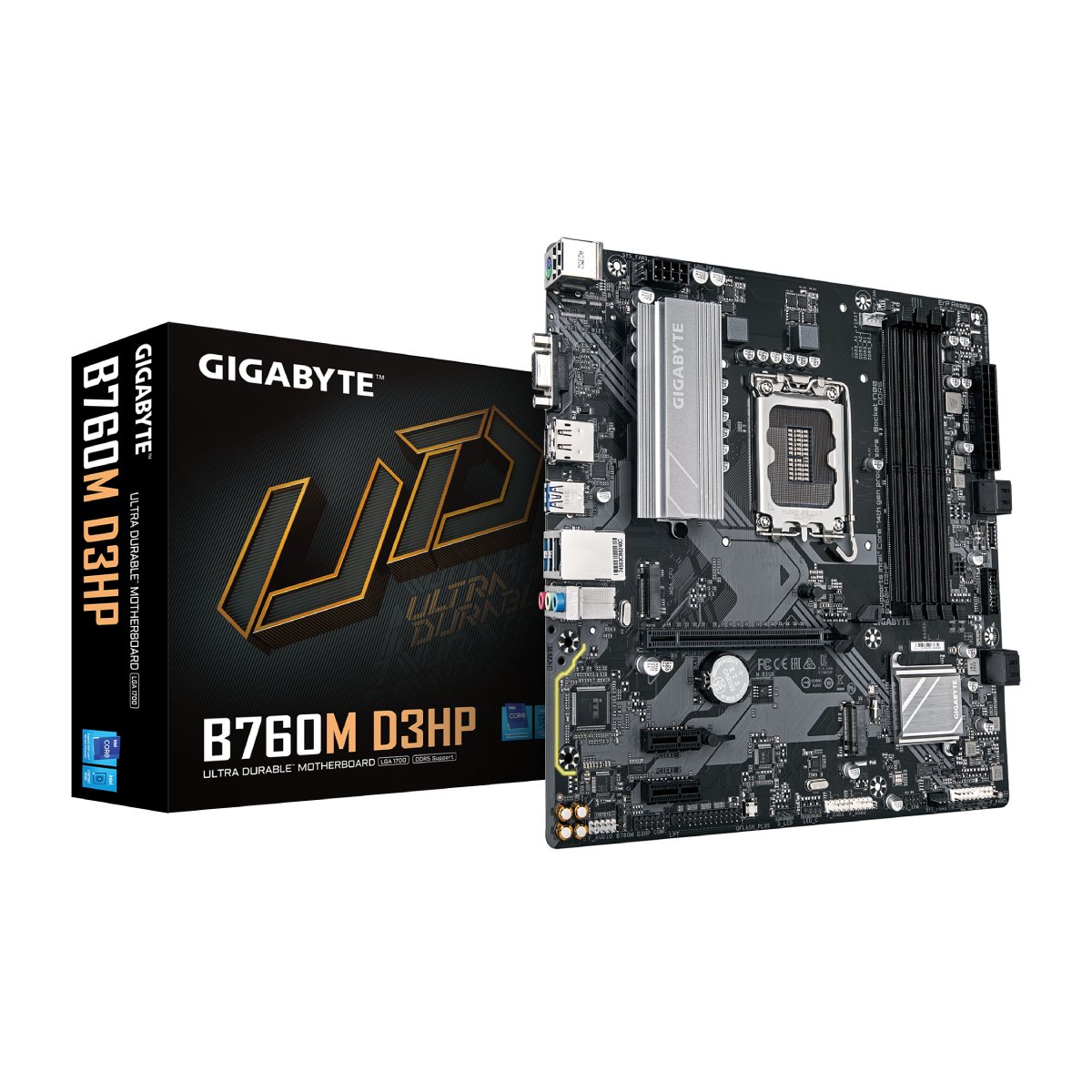 Placa Mãe Gigabyte B760M D3HP (LGA 1700 - DDR5 5600 O.C) - Chipset Intel B760M - USB 3.2 - Slot M.2 - Q-Flash Plus - Micro ATX
