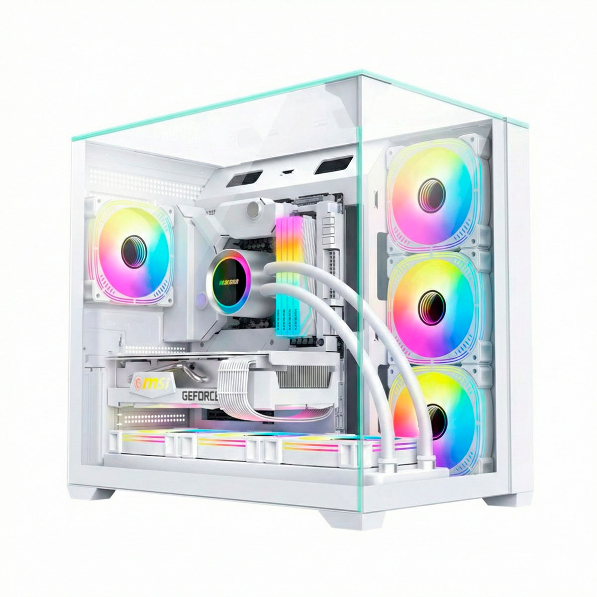 Gabinete Gamer Aquário K-Mex CG-W1FD - Vidro Temperado - ATX - Branco - CGW1FDRH002CBOX