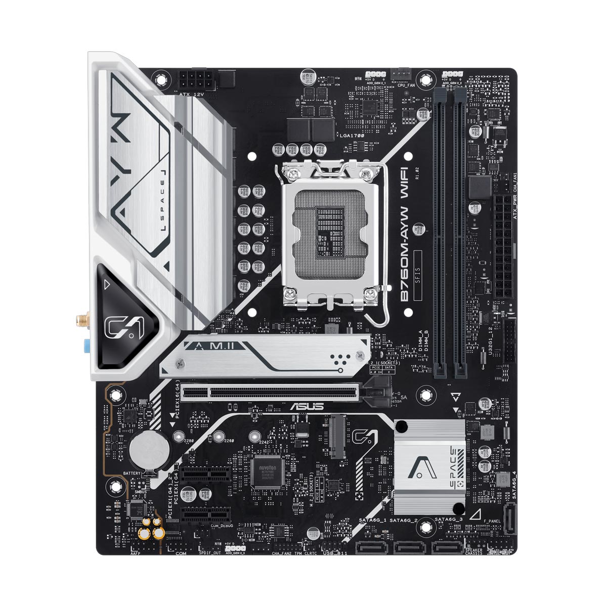 Placa Mãe Asus B760M AYW (LGA 1700 - DDR5 5333 O.C) - Chipset Intel B760 - Wi-Fi 6 - 2 Slots M.2 - Micro ATX