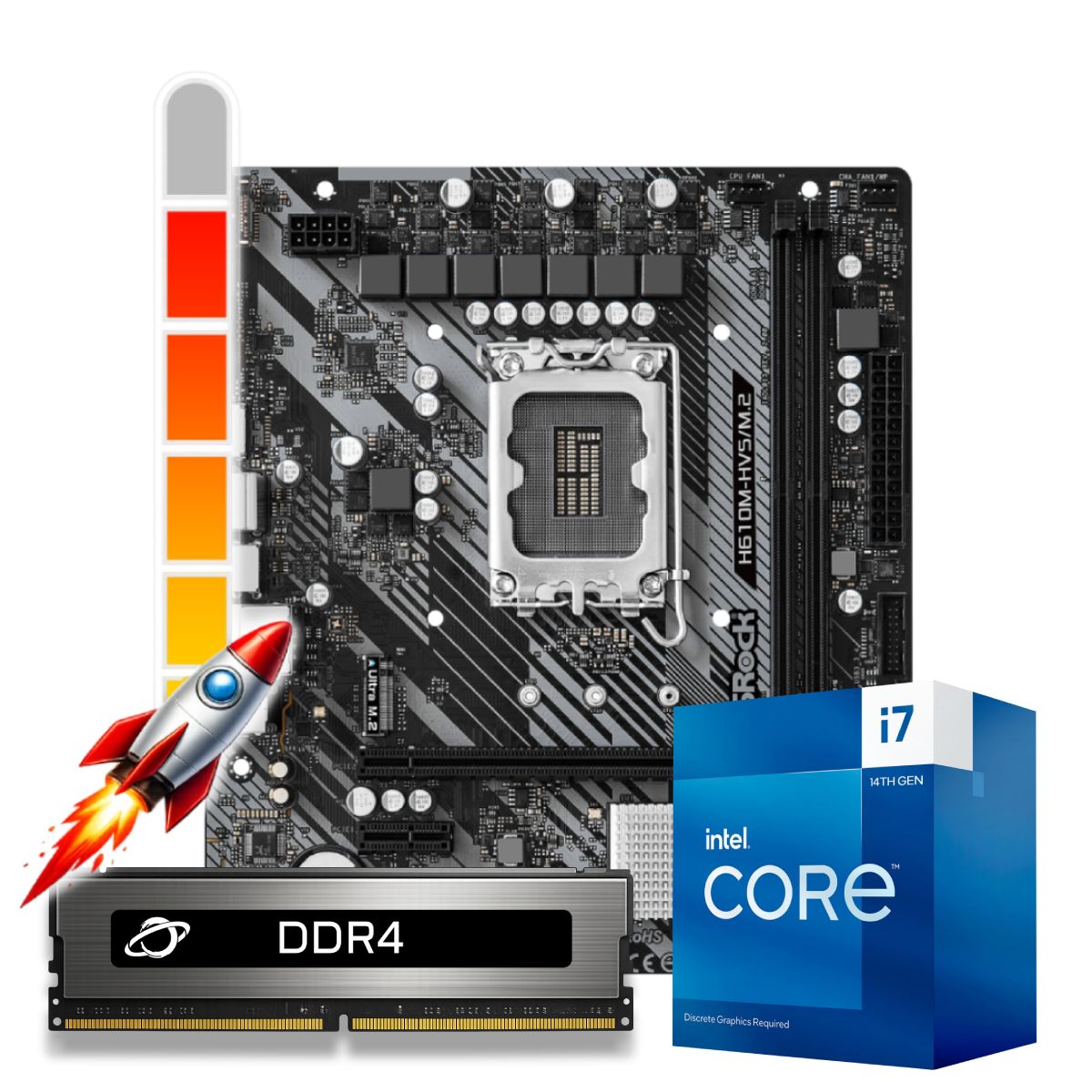 Kit Upgrade Processador Intel® Core™ i7 14700F + Placa Mãe B760M + Memória 32GB DDR4
