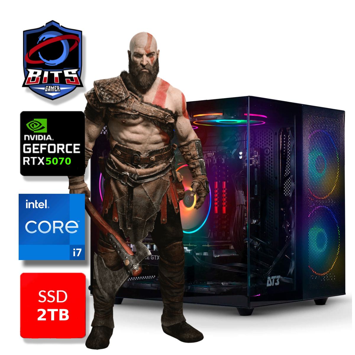 PC Gamer Bits 2026 - Intel i7 12700F, 32GB, SSD 2TB NVMe, Vídeo GeForce RTX 5070 12GB - Windows 11 Professional