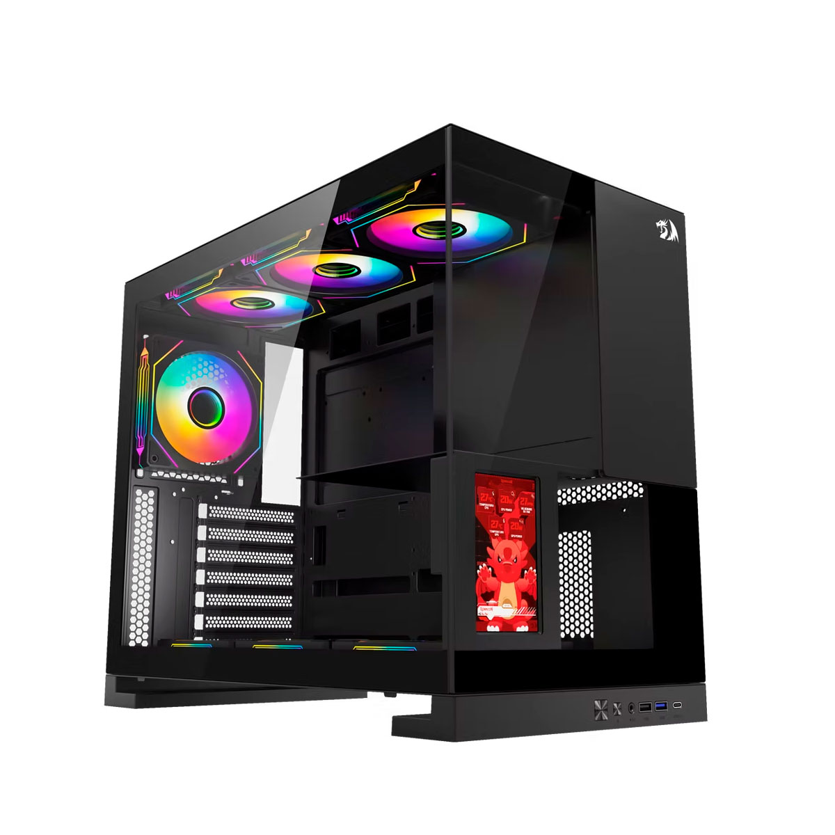 Gabinete Gamer Aquário Redragon Eternal Pro - Display TFT 4.3