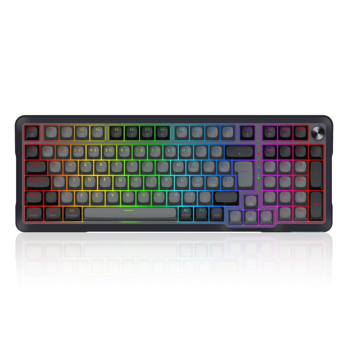 Teclado Mecânico Gamer Sem Fio Redragon Bragi - Iluminação RGB - Switch Cream - Bluetooth, 2.4GHz e USB - Preto - K688GB-RGB-PRO