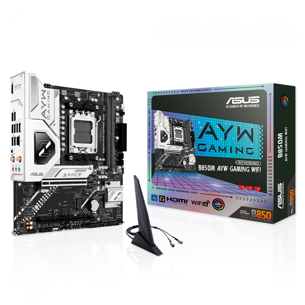 Placa Mãe Asus B850M AYW Gaming (AM5 - DDR5 8000 O.C) - Chipset AMD B850M - Wi-Fi 6 - 2 Slots M.2 - Micro ATX