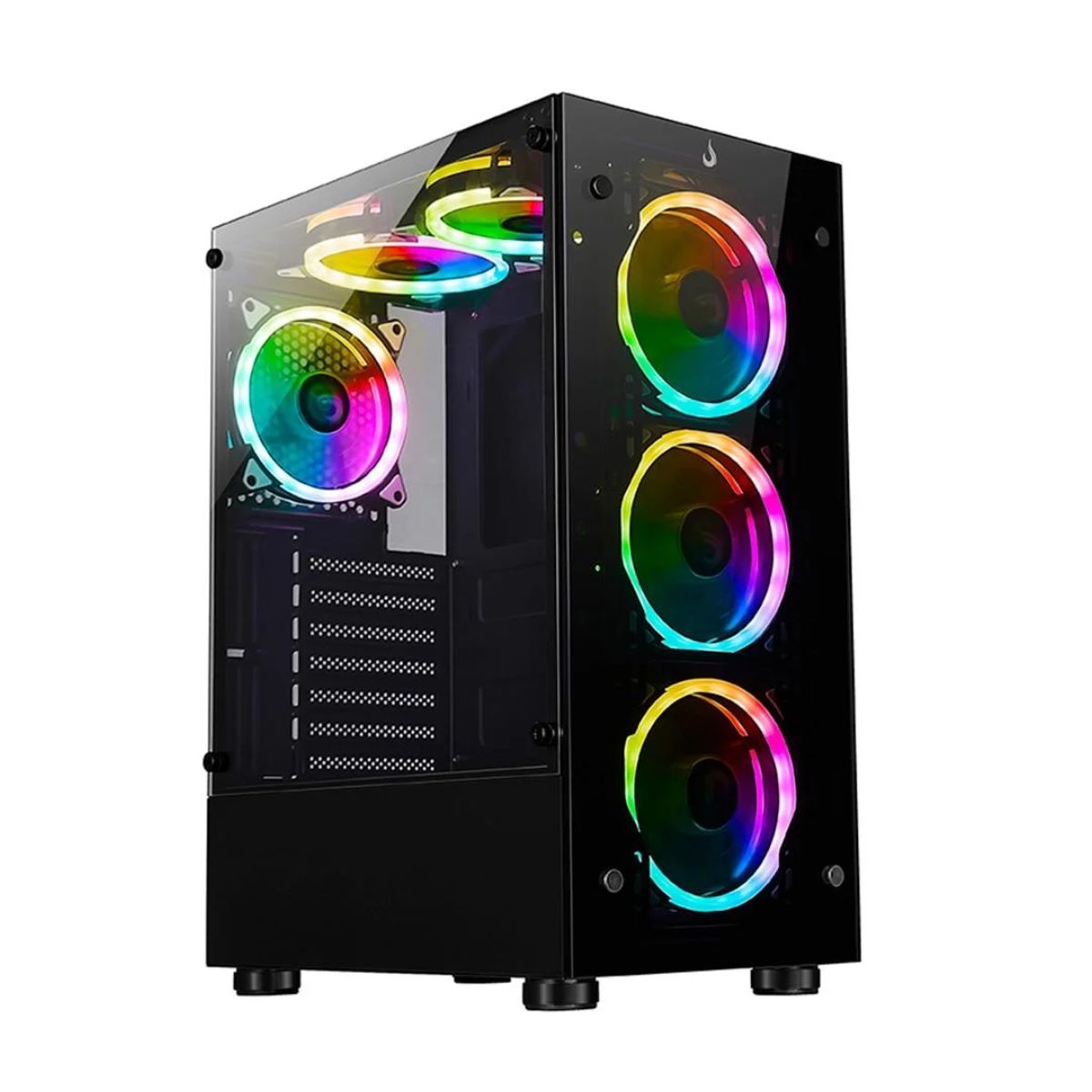 Gabinete Gamer Rise Mode Glass 06x - Vidro Temperado - 6 Coolers ARGB Inclusos - ATX - Preto - RM-CA-06XB-ARGB