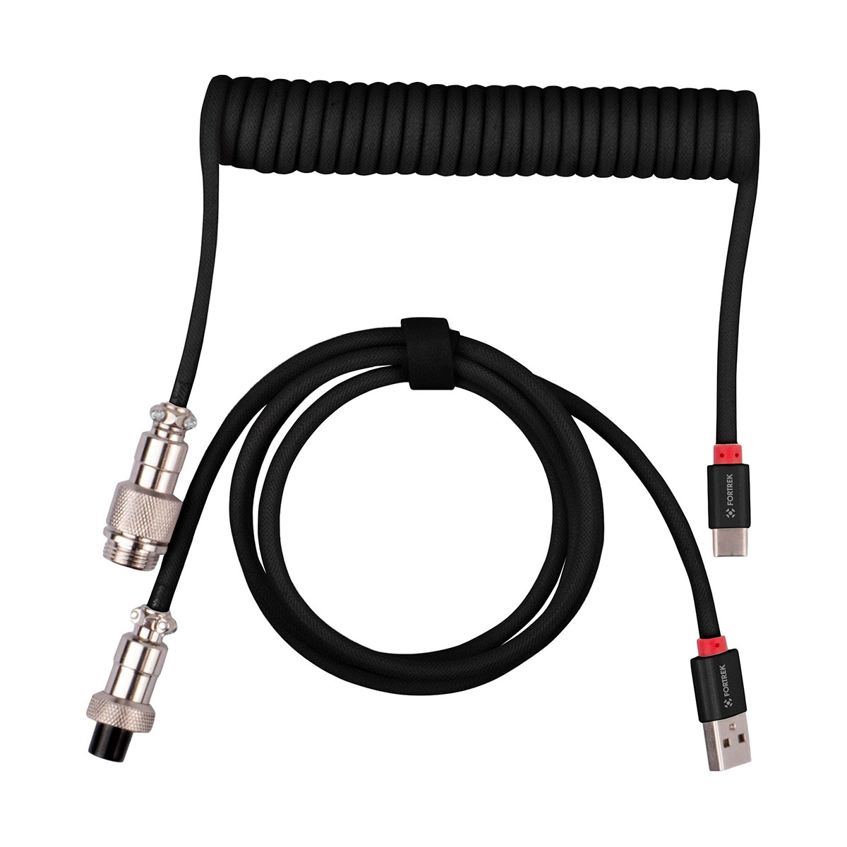 Cabo para Teclado Coiled Fortrek Helix - Até 1.8m - Conector Aviator - Design Espiral - Preto - 86938