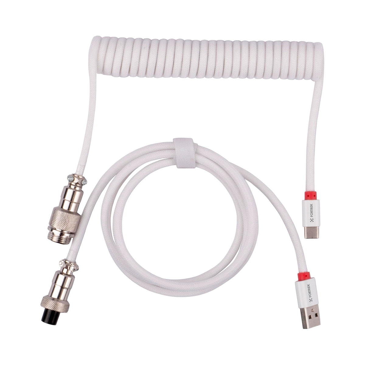 Cabo para Teclado Coiled Fortrek Helix - Até 1.8m - Conector Aviator - Design Espiral - Branco - 86939