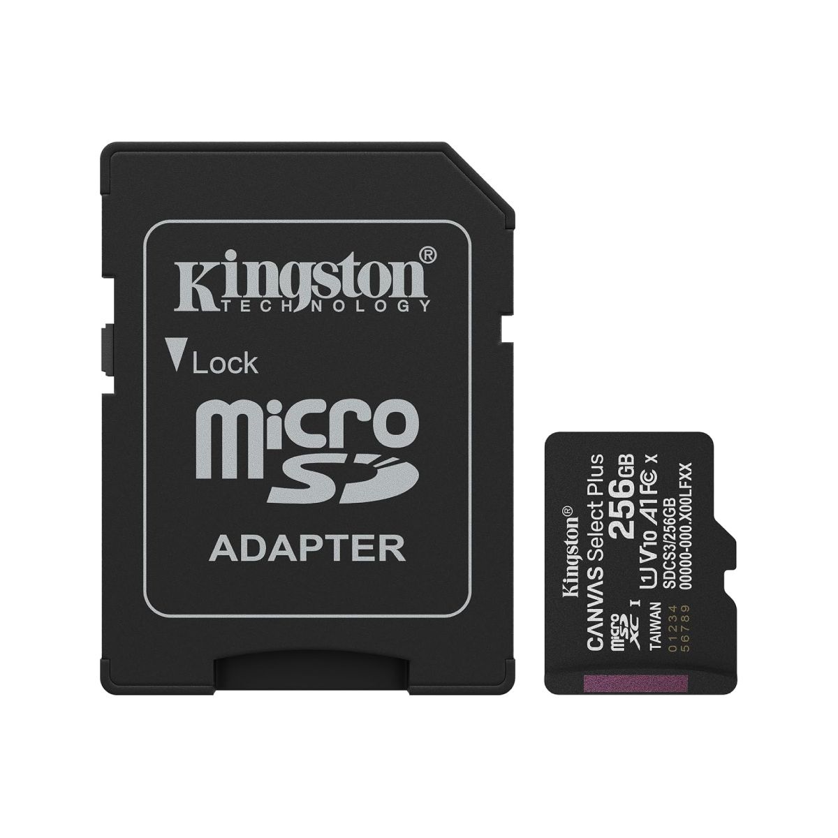 Cartão 256GB MicroSDXC com Adaptador SD - Classe 10 - Velocidade até 150MB/s - Kingston SDCS3/256GB