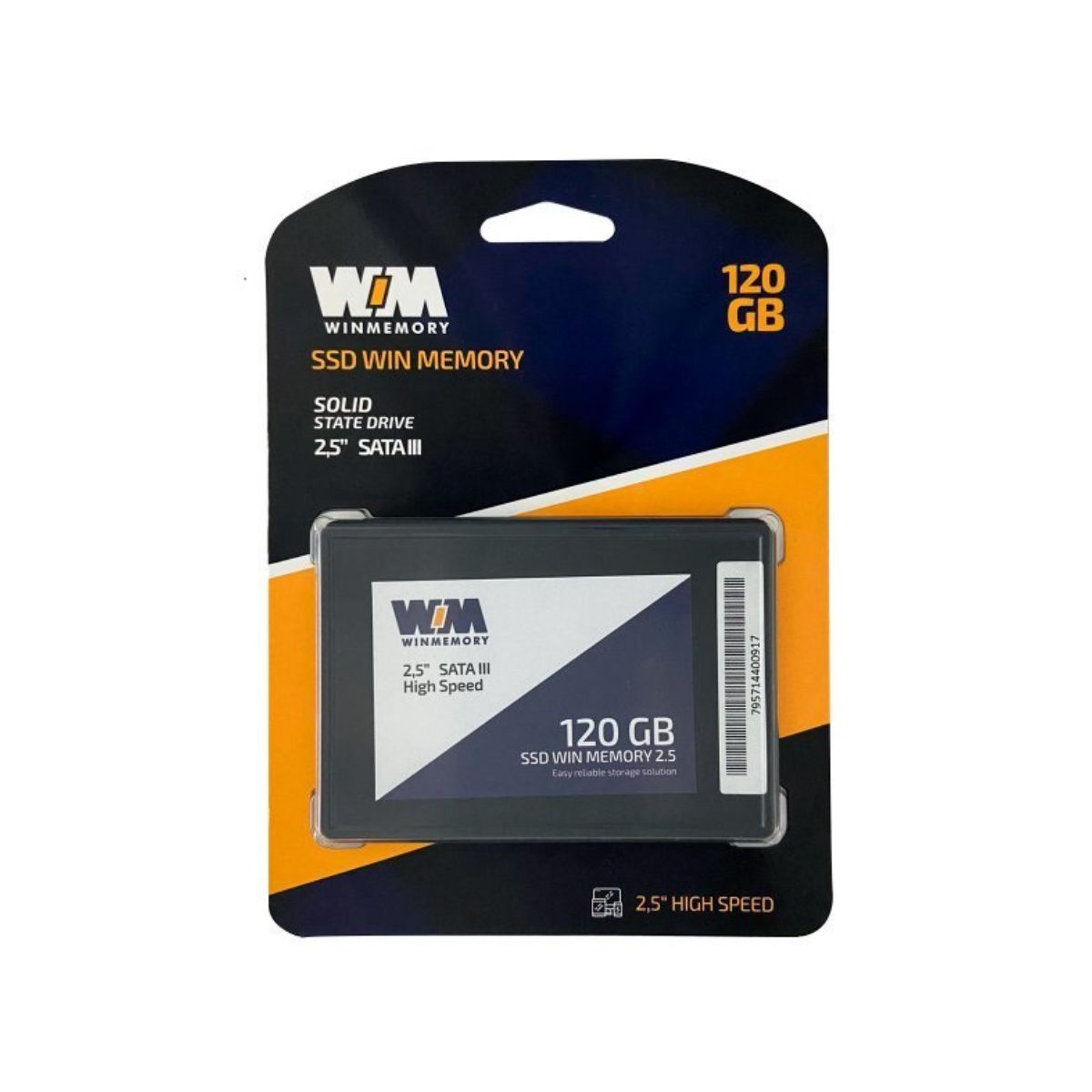 SSD 120GB Winmemory - SATA3 - Leitura 520MB/s - Gravação 420MB/s - SWR120G-DS1