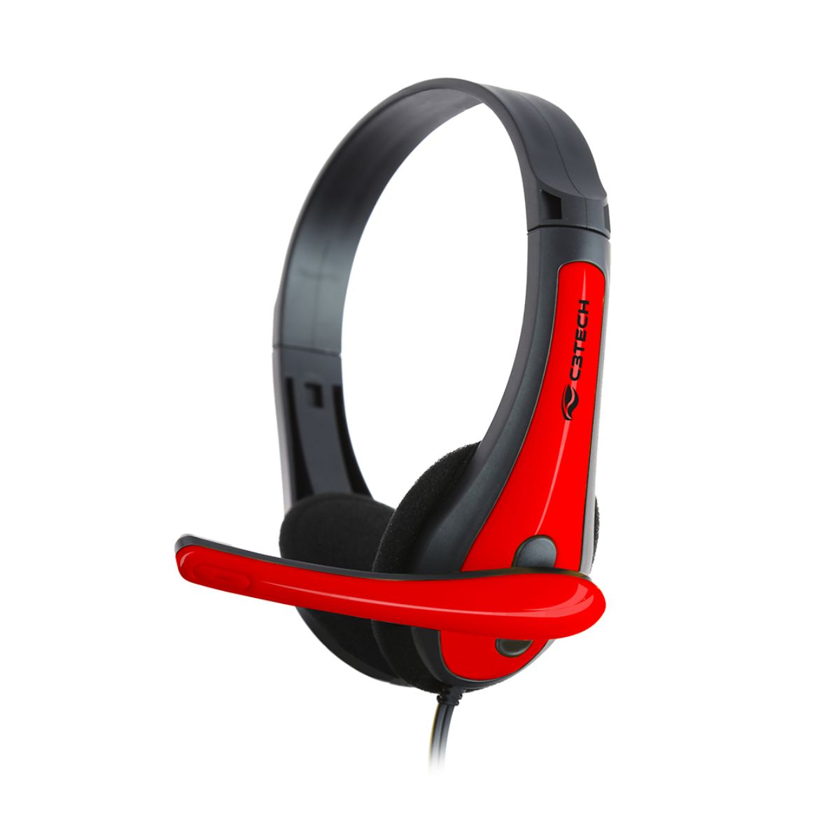 Headset C3Tech PH-30BK - Driver 30mm - P2 - Preto e Vermelho