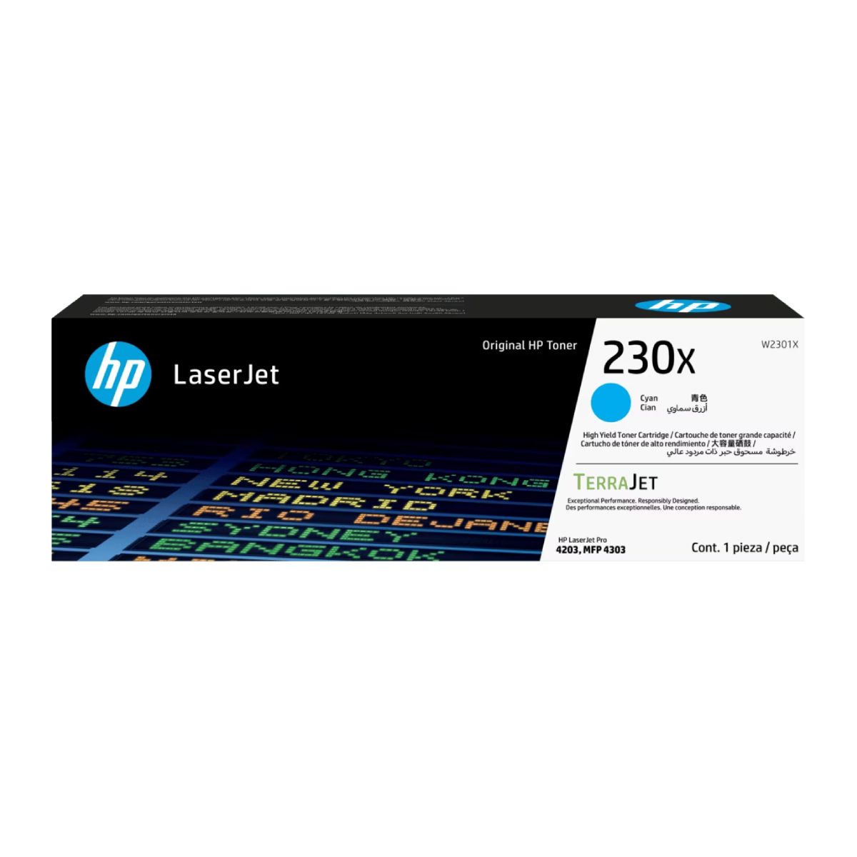 Toner compatível HP W2301X 230X Ciano - Para HP Laser 4203cdn, 4203dn, 4203dw, 4303dw, 4303fdn, 4303fdw