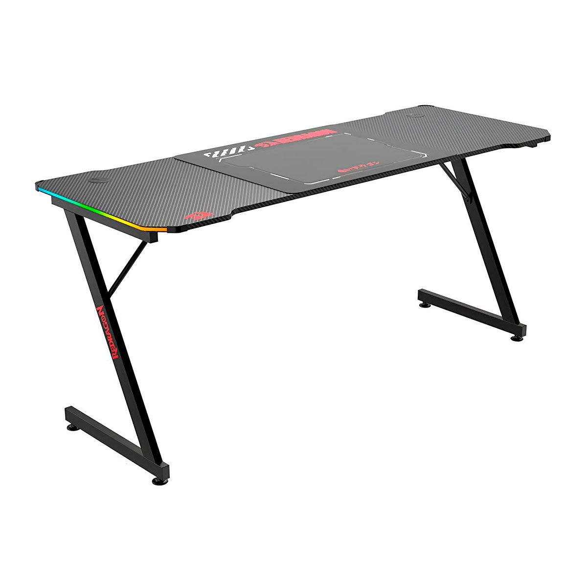 Mesa Gamer Redragon Castor Pro - 160 x 60cm - Iluminação RGB - Mousepad Incluso - Fibra de Carbono - Preta - GD-1103E-L