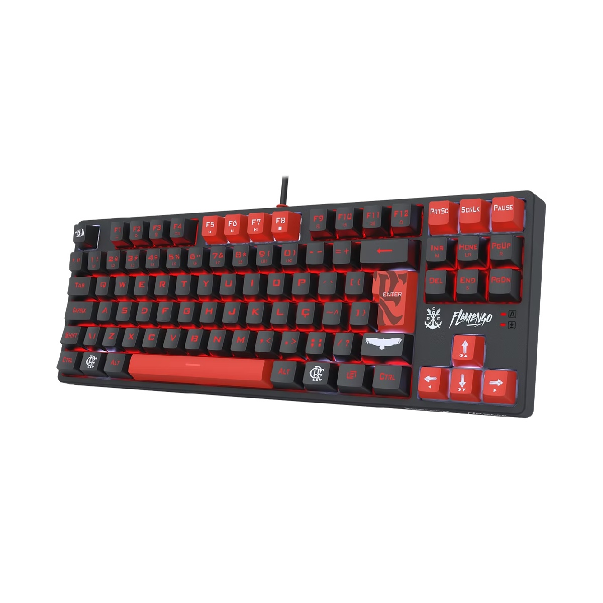 Teclado Gamer Redragon Flamengo Nation - Mecânico - Switch Marrom - TKL - ABNT2 - LEDs Vermelho e Branco - FL576