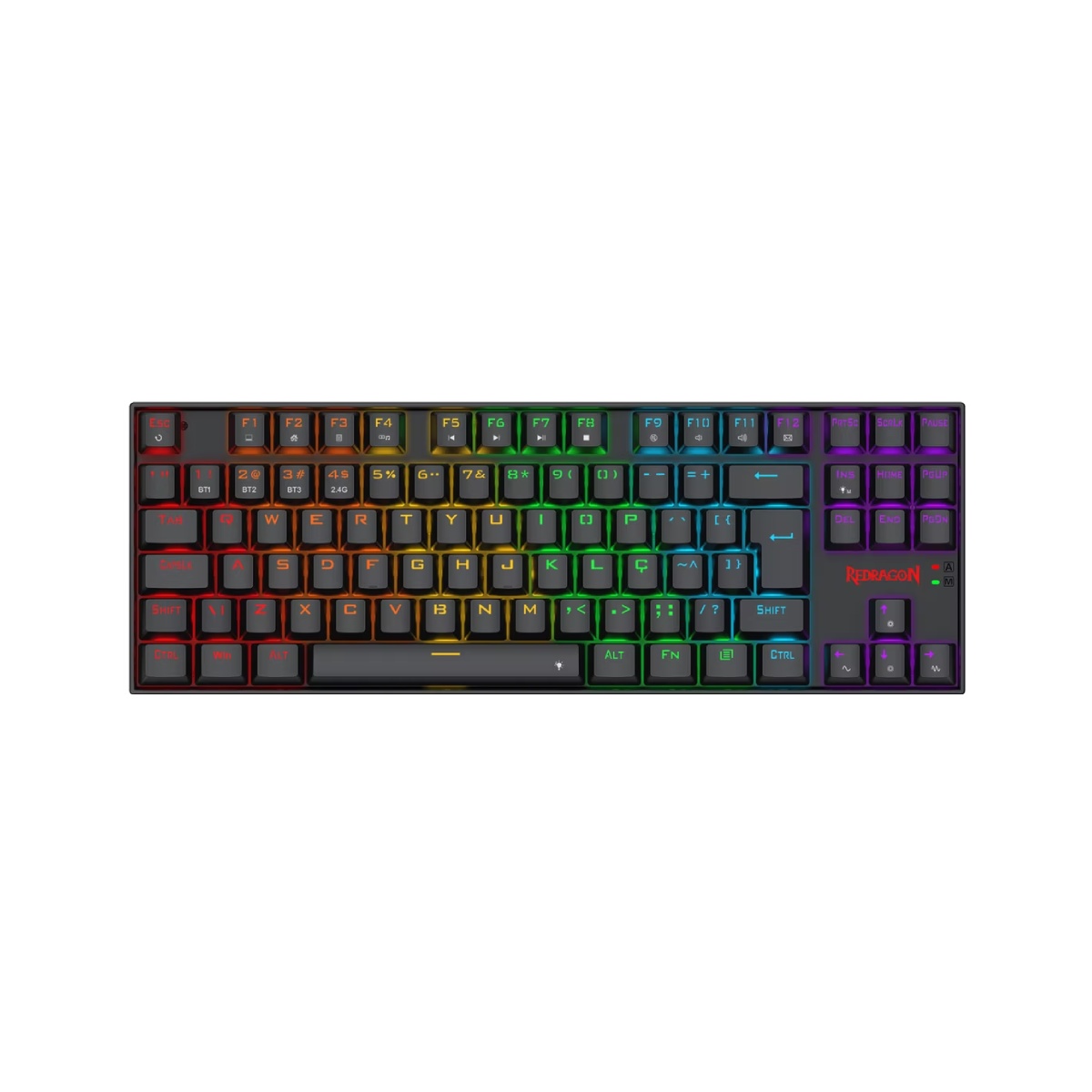 Teclado Mecânico Gamer Redragon Kumara Elite - ABNT2 - Switch Marrom - Formato TKL - Iluminação Rainbow - Bluetooth, 2.4GHz, USB-C - Preto - K552-KRS