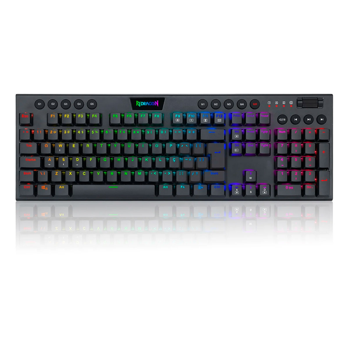 Teclado Mecânico Gamer Redragon Horus - Switch Marrom - ABNT2 - Low Profile - Hotswap - Iluminação RGB - K619-RGB