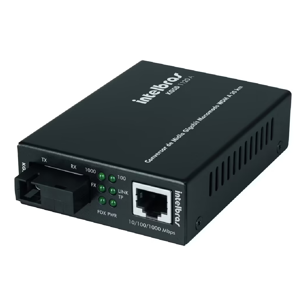 Conversor de Mídia Intelbras KGSD 1120A - Gigabit Monomodo - 20km - WDM