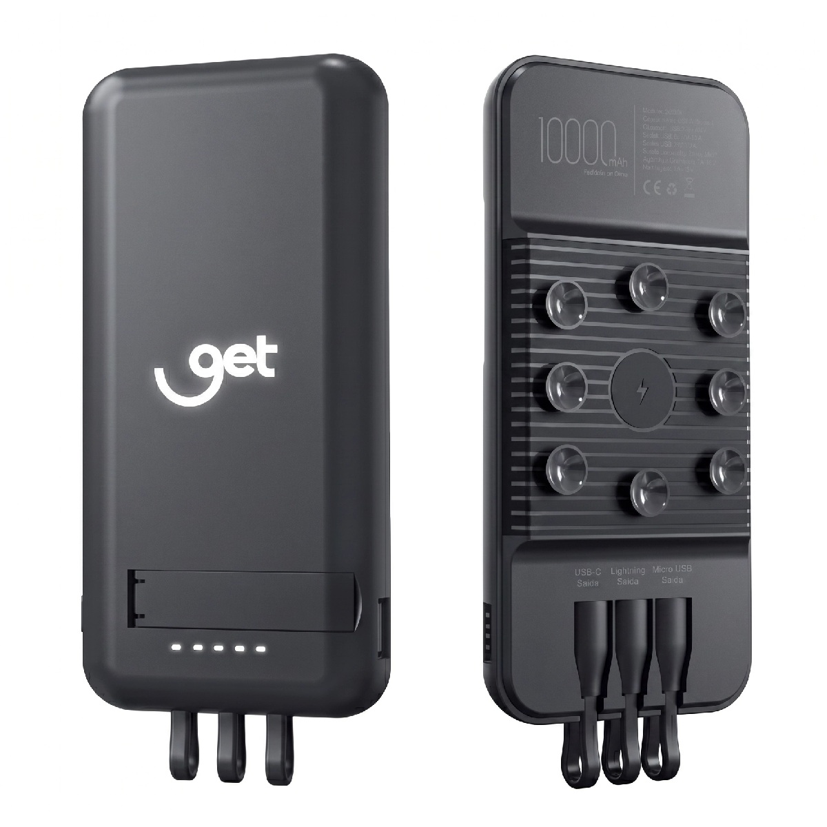 Power Bank Carregador Portátil por Indução Get - Ventosa - 10000mAh - 72281