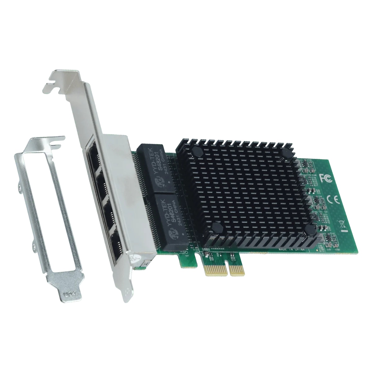 Placa de Rede 1000Mbps - 4 Portas RJ45 - PCI Express - Chipset Intel - Pcyes LC1000-IT4P