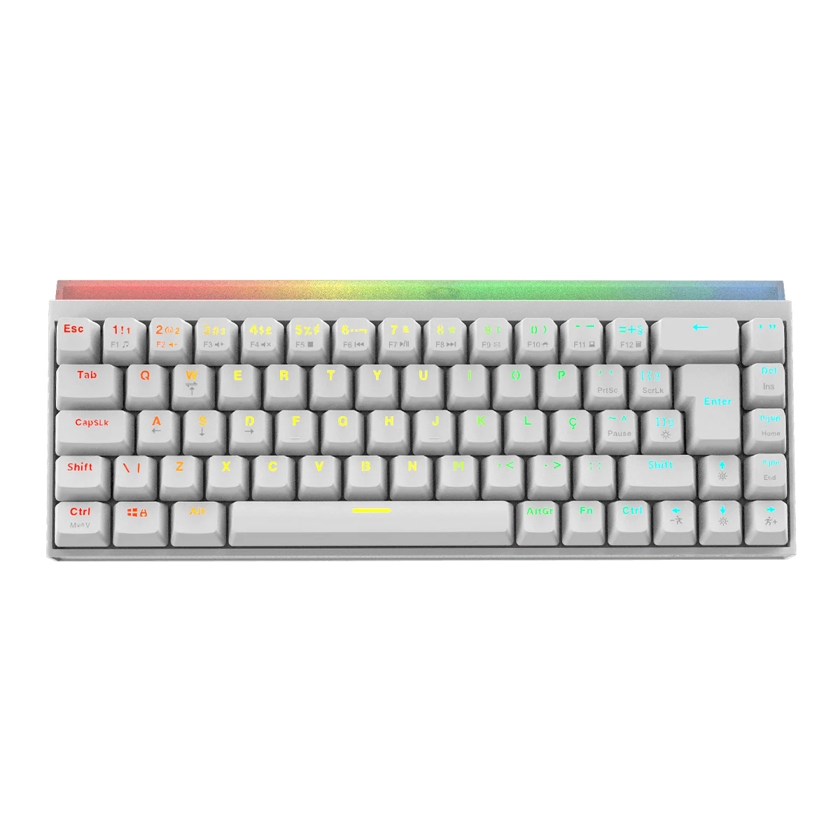 Teclado Mecânico Gamer PCYes Shiyan White Ghost - Formato 60% - Iluminação RGB - Switch Blue - Branco - TPSHWGBL