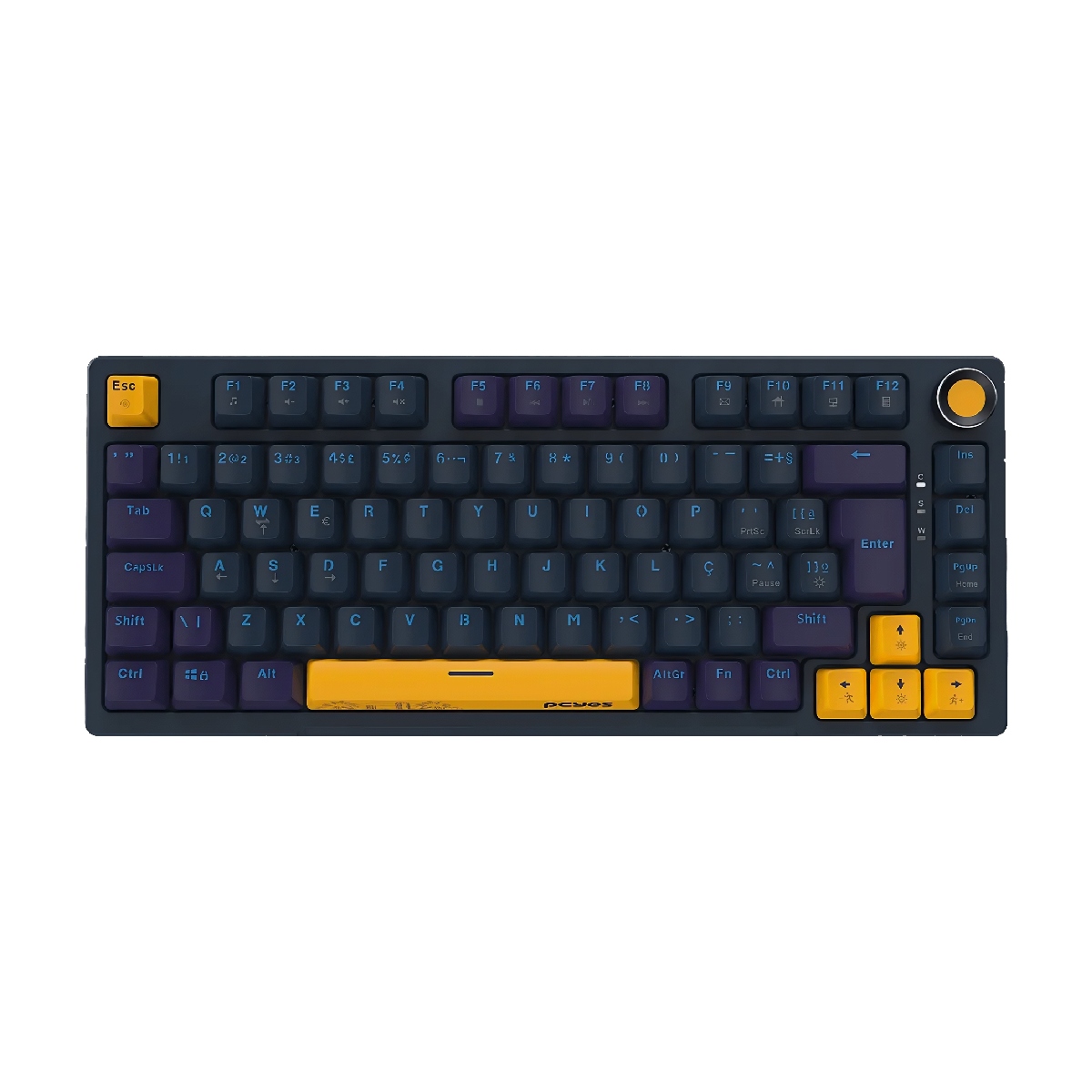 Teclado Mecânico PCYes Arkeum Sunset Edition - ABNT2 - Iluminação Fixa - Switch Blue - Compacto 75% - Tri-color - AKSS75BBR