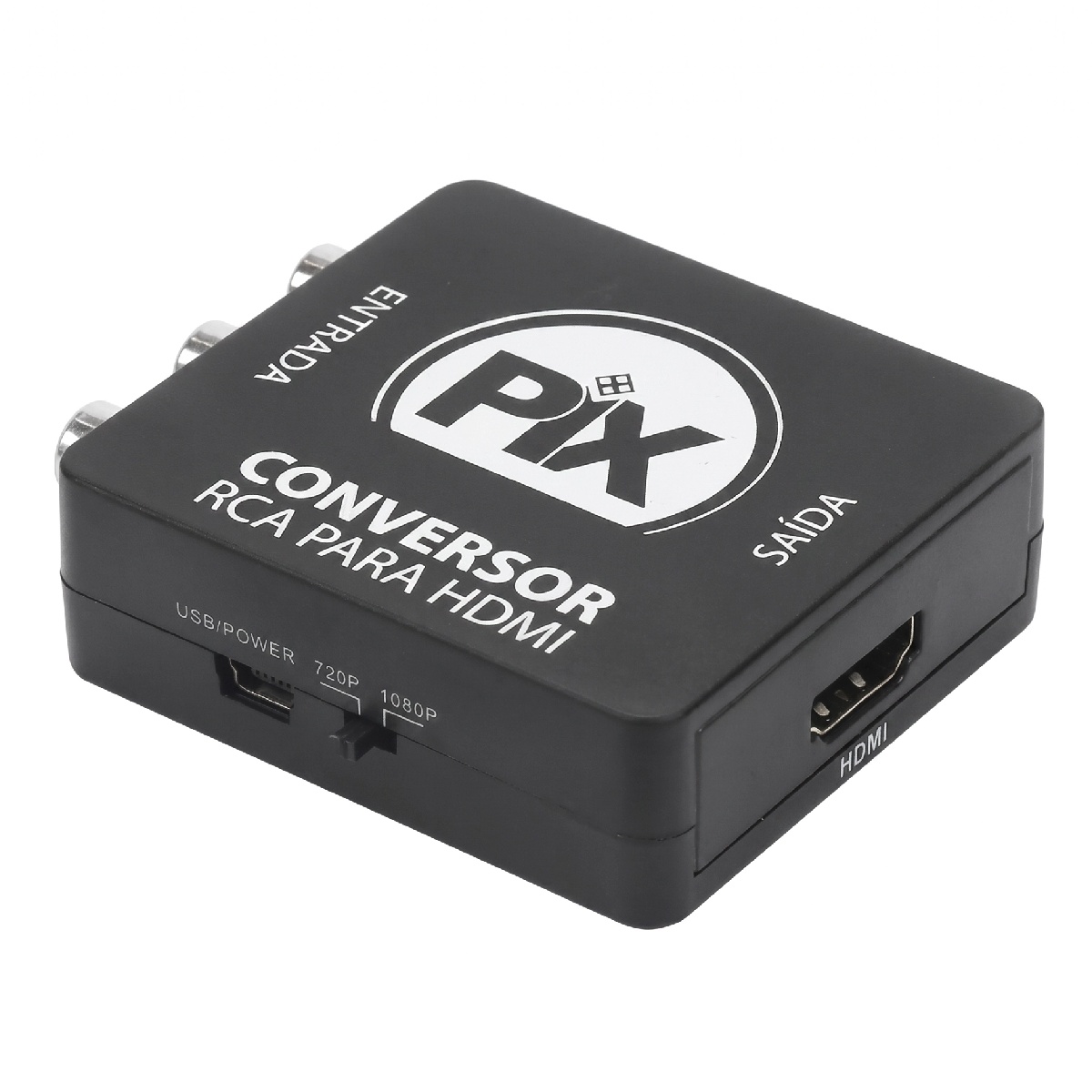 Conversor RCA para HDMI - 720p ou 1080p - 3 RCA - PIX 075-7189