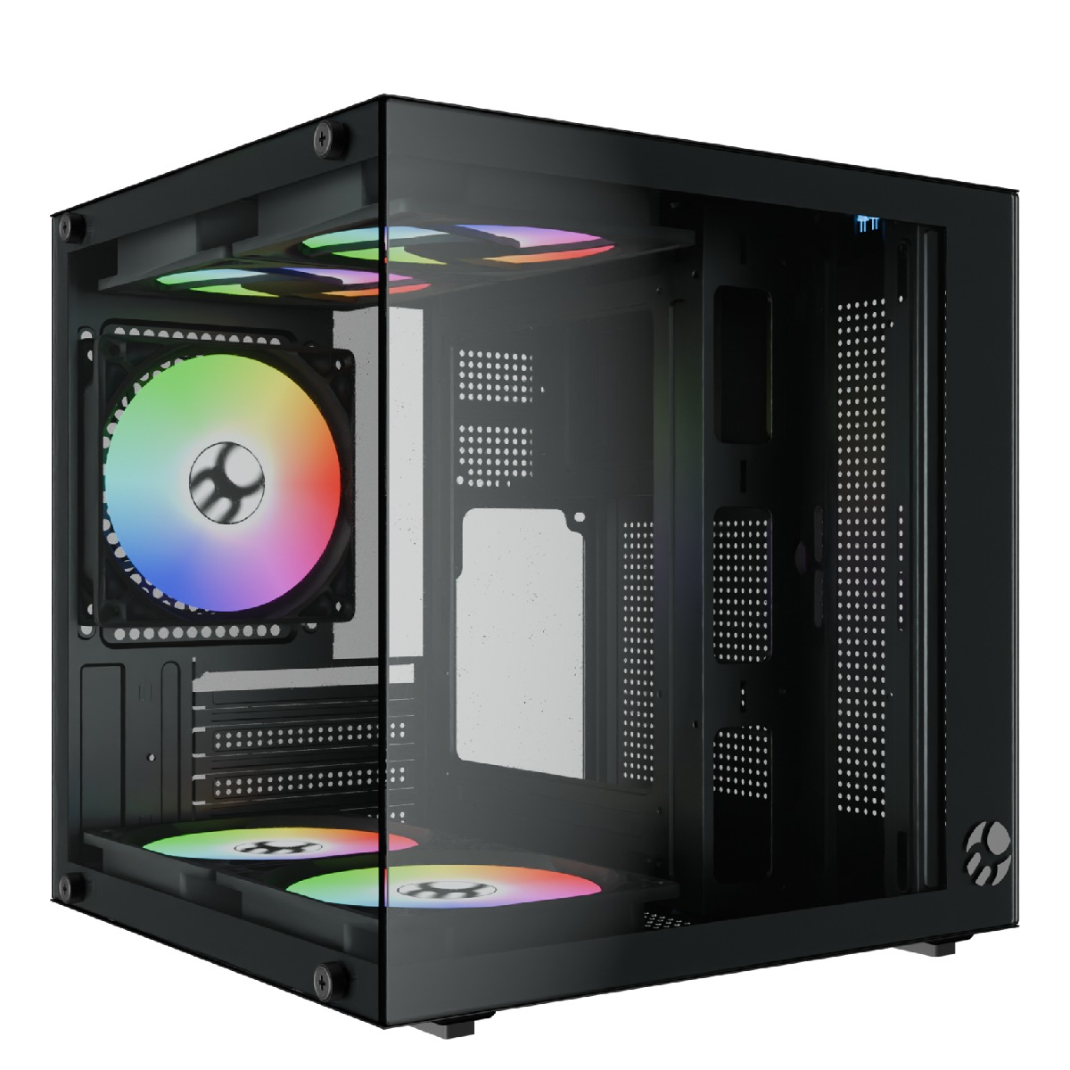 Gabinete Gamer Bluecase BG-066 Life Pro - Vidro Temperado - 5 Coolers Rainbow Inclusos - Micro ATX - Preto - BG-066BPBX