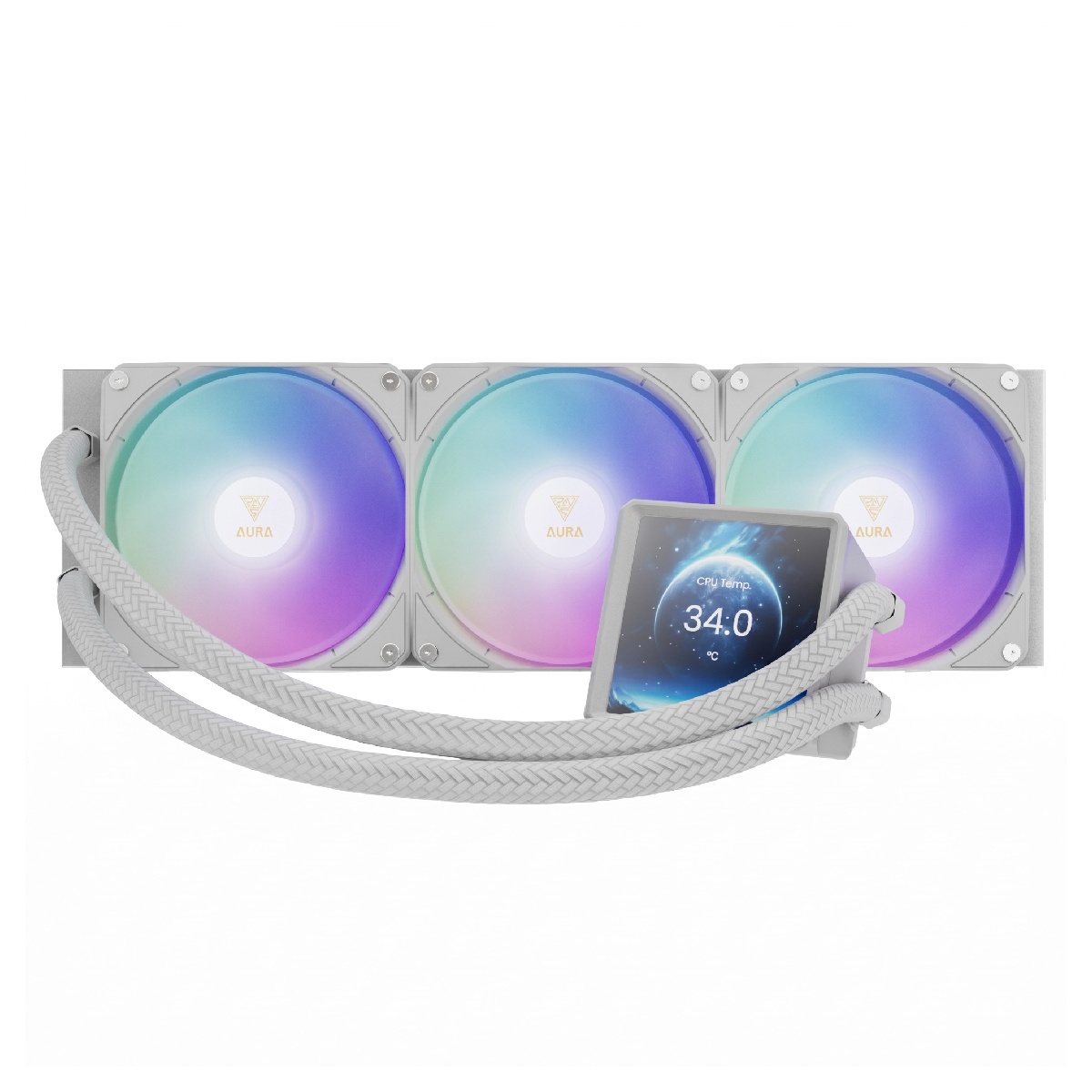 Water Cooler Gamdias Aura GL360 (AMD / Intel) - 360mm - Display de Temperatura - ARGB - Branco
