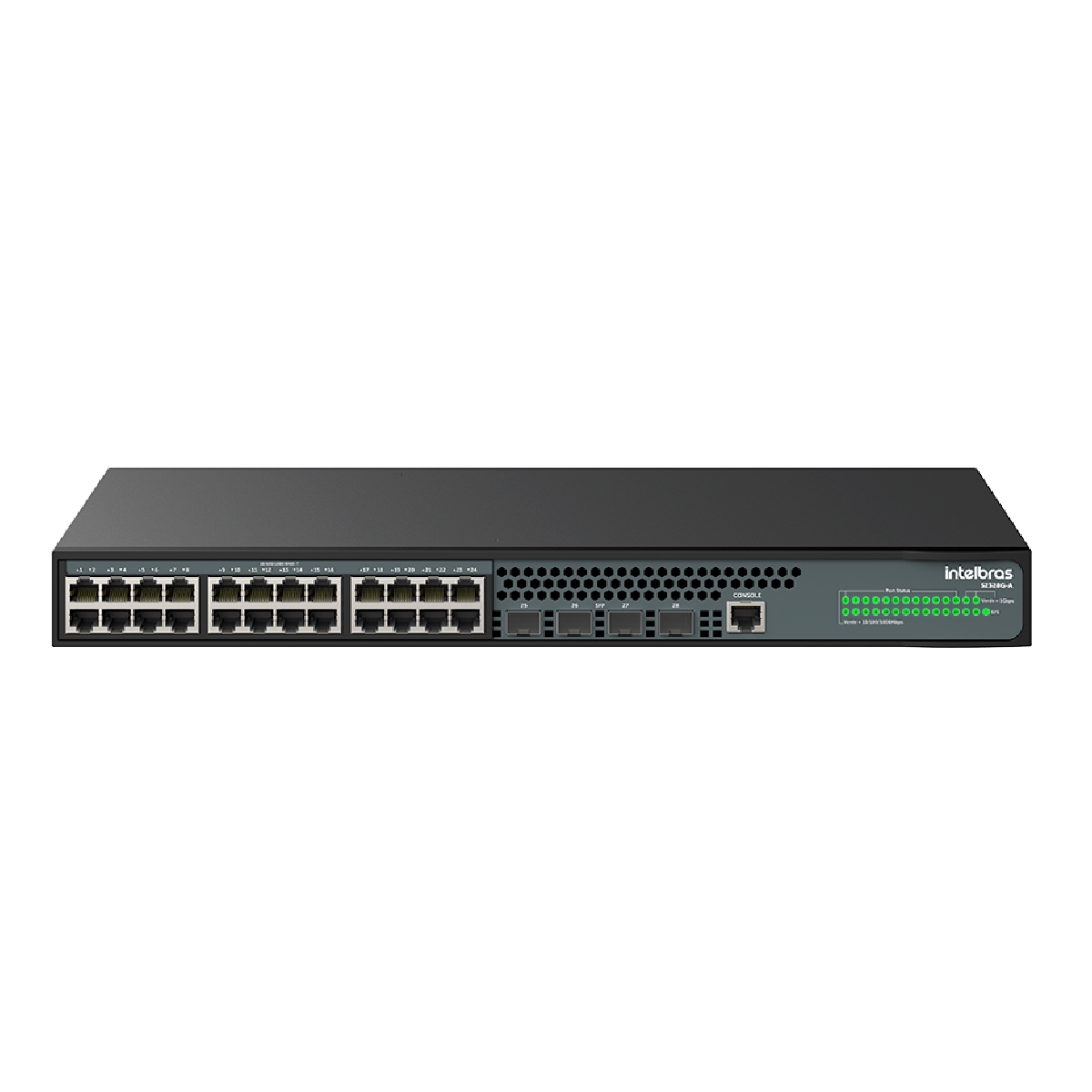 Switch 24 Portas Intelbras S2328G-A - Gerenciável - 24 portas Gigabit + 4 portas SFP