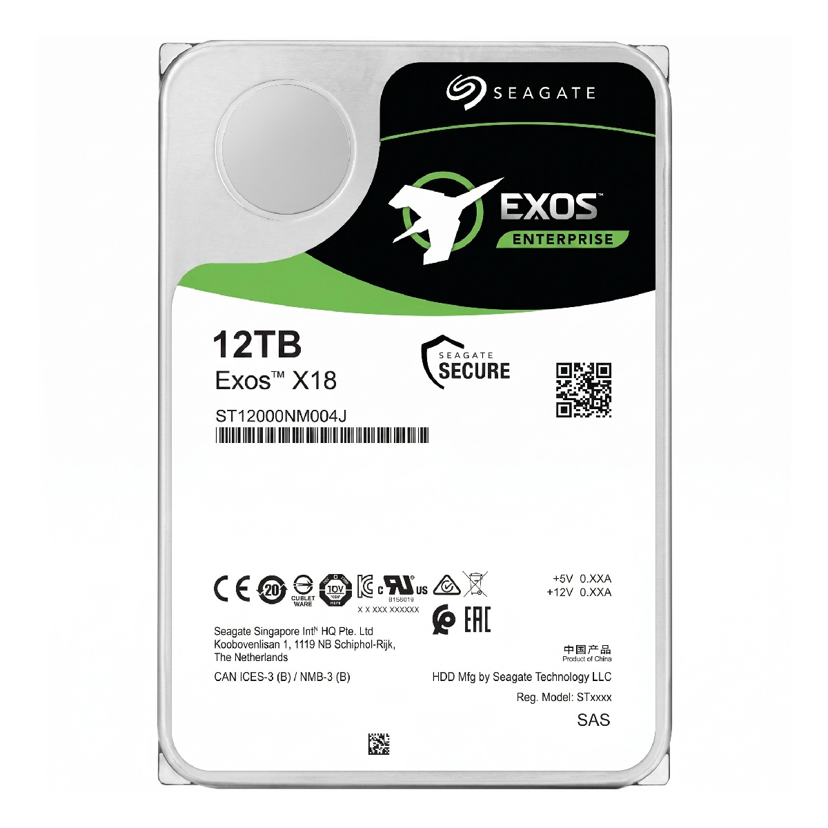 HD 12TB SAS - 7200RPM - 256MB Cache - Seagate Exos X18 Enterprise - ST12000NM004J