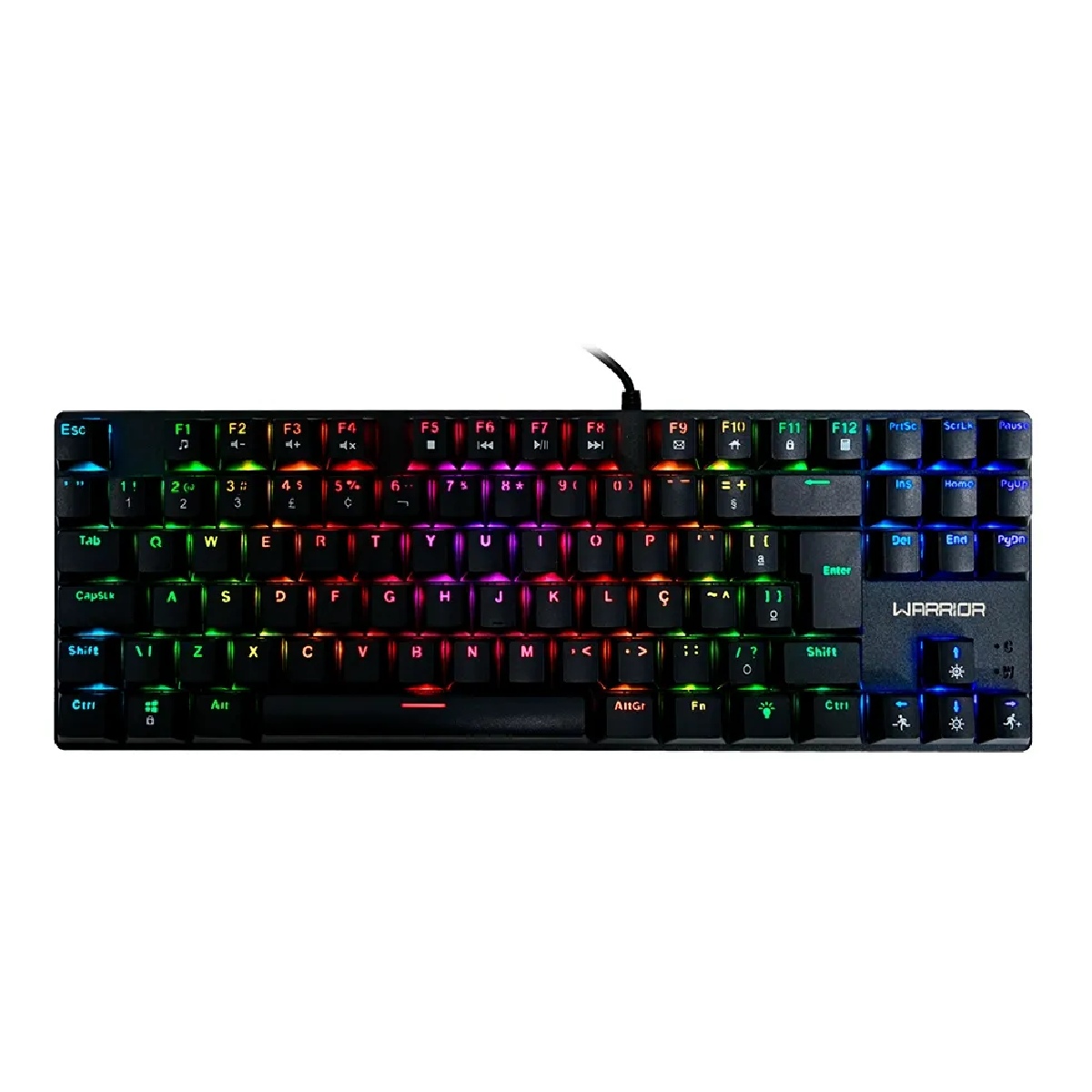 Teclado Mecânico Gamer Multilaser Warrior Royal Cross - ABNT2 - Formato 60% - Switch Blue - Iluminação RGB - Preto - TC312
