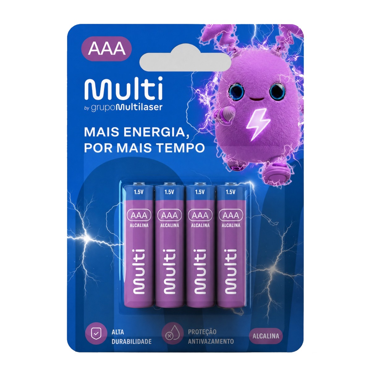 Pilha Alcalina AAA Multilaser - 4 unidades - PA002