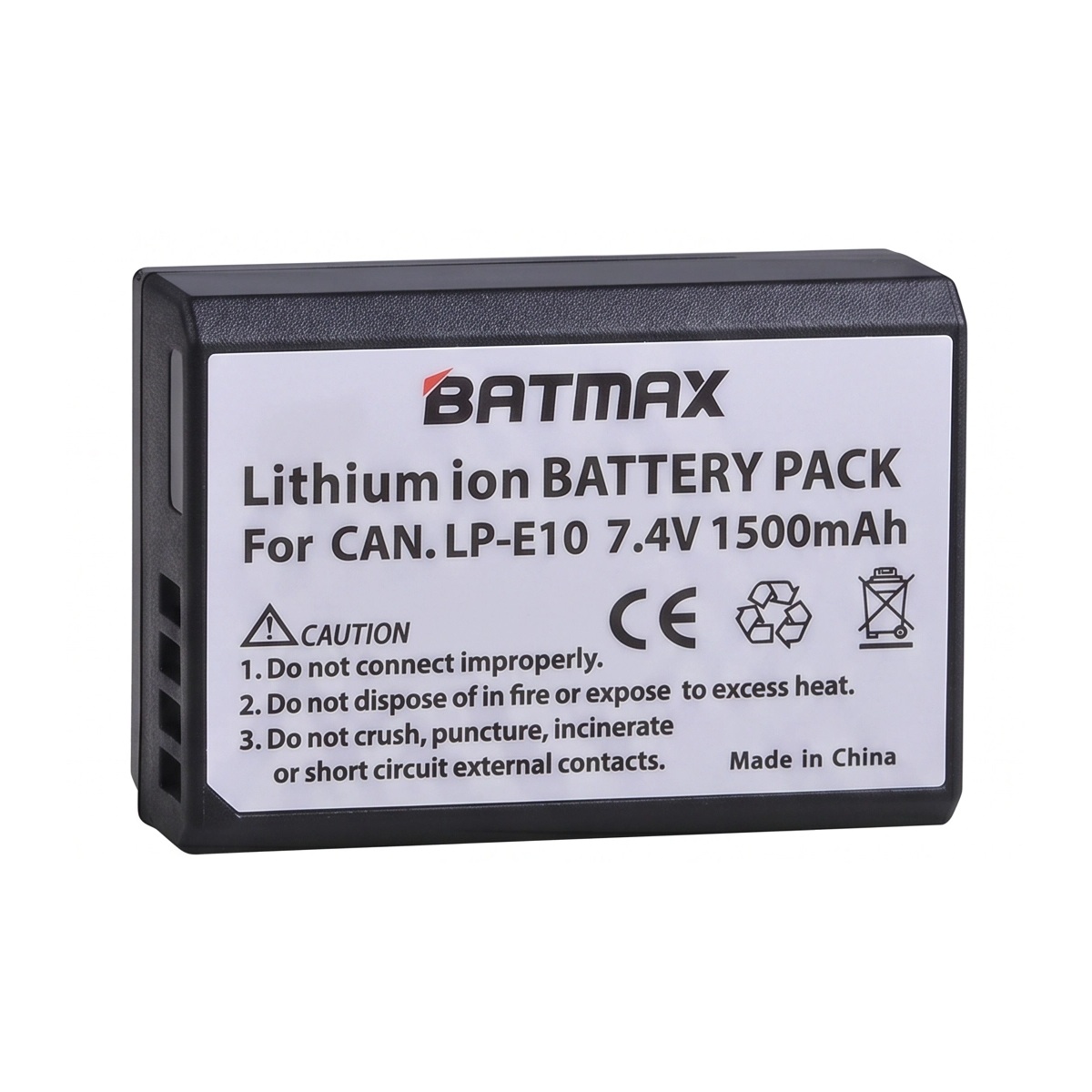 Bateria para Câmera Canon Batmax LP-E10 - Íon de Lítio - 1500 mAh - 7.4V - Para Rebel T3, T5, 1100D, 1200D e 1300D