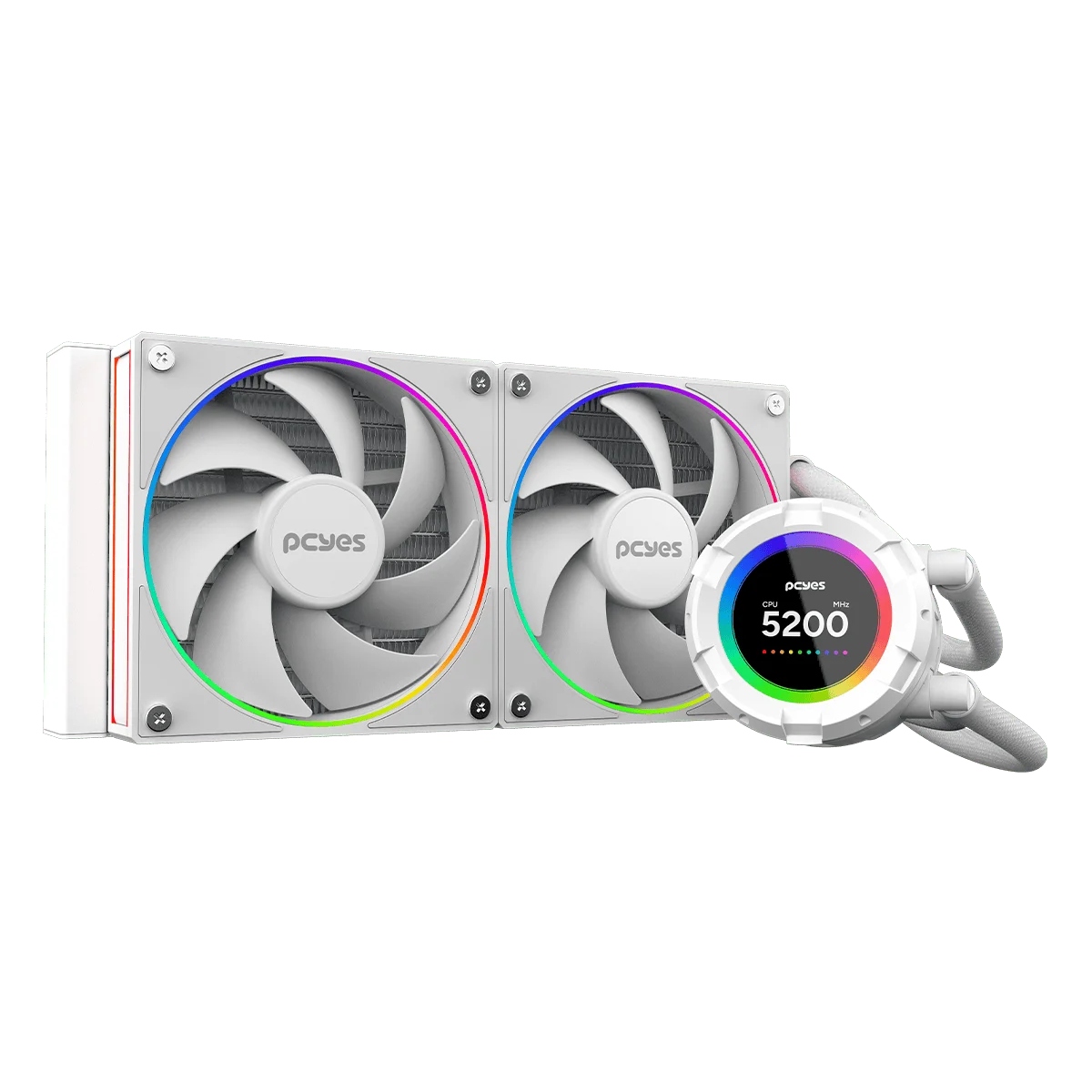 Water Cooler Pcyes Vision White Ghost Tela LCD ARGB 240mm - (AMD / INTEL) - TDP 250W - Branco - VS240WG