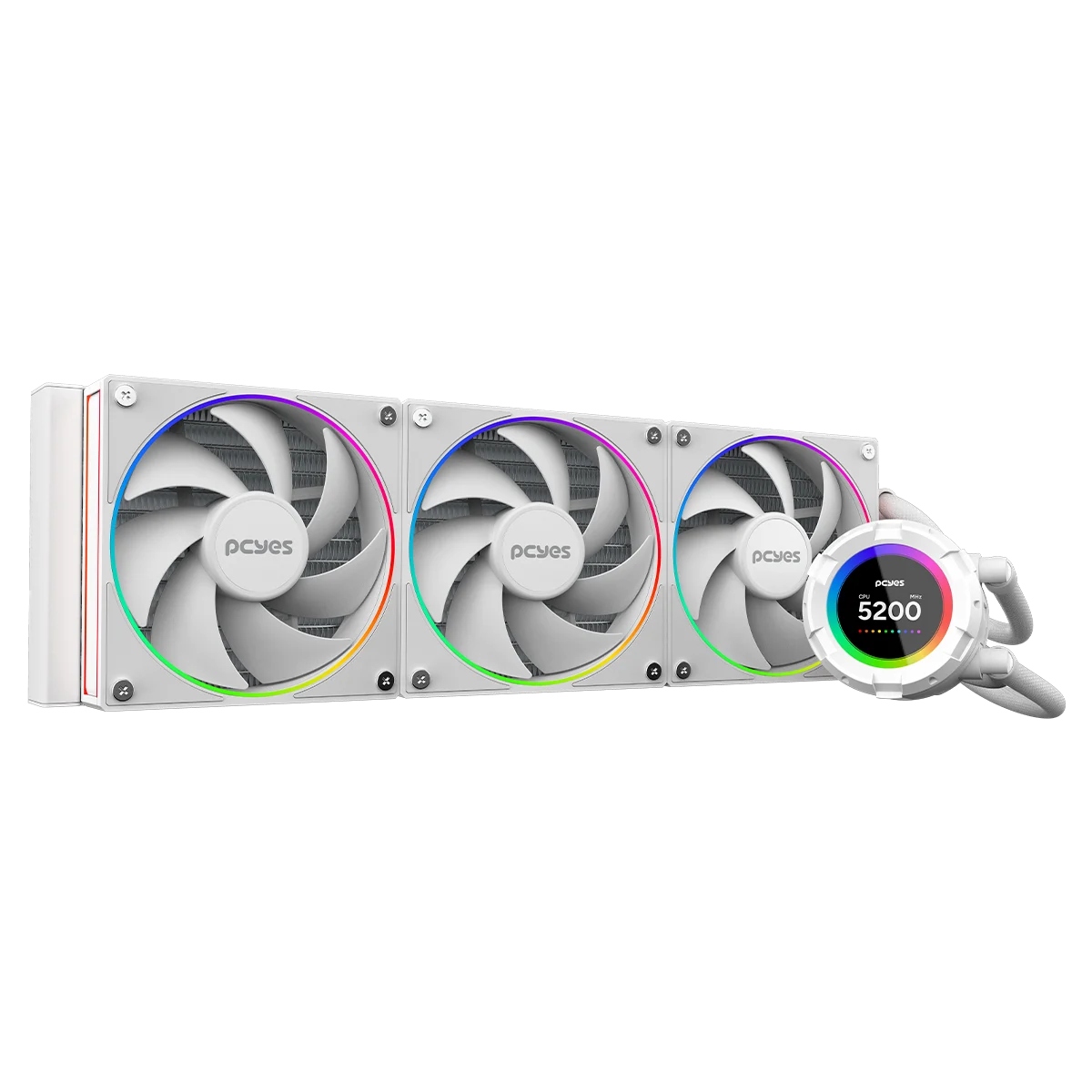 Water Cooler Pcyes Vision White Ghost Tela LCD ARGB 360mm - (AMD / INTEL) - Branco - VS360WG