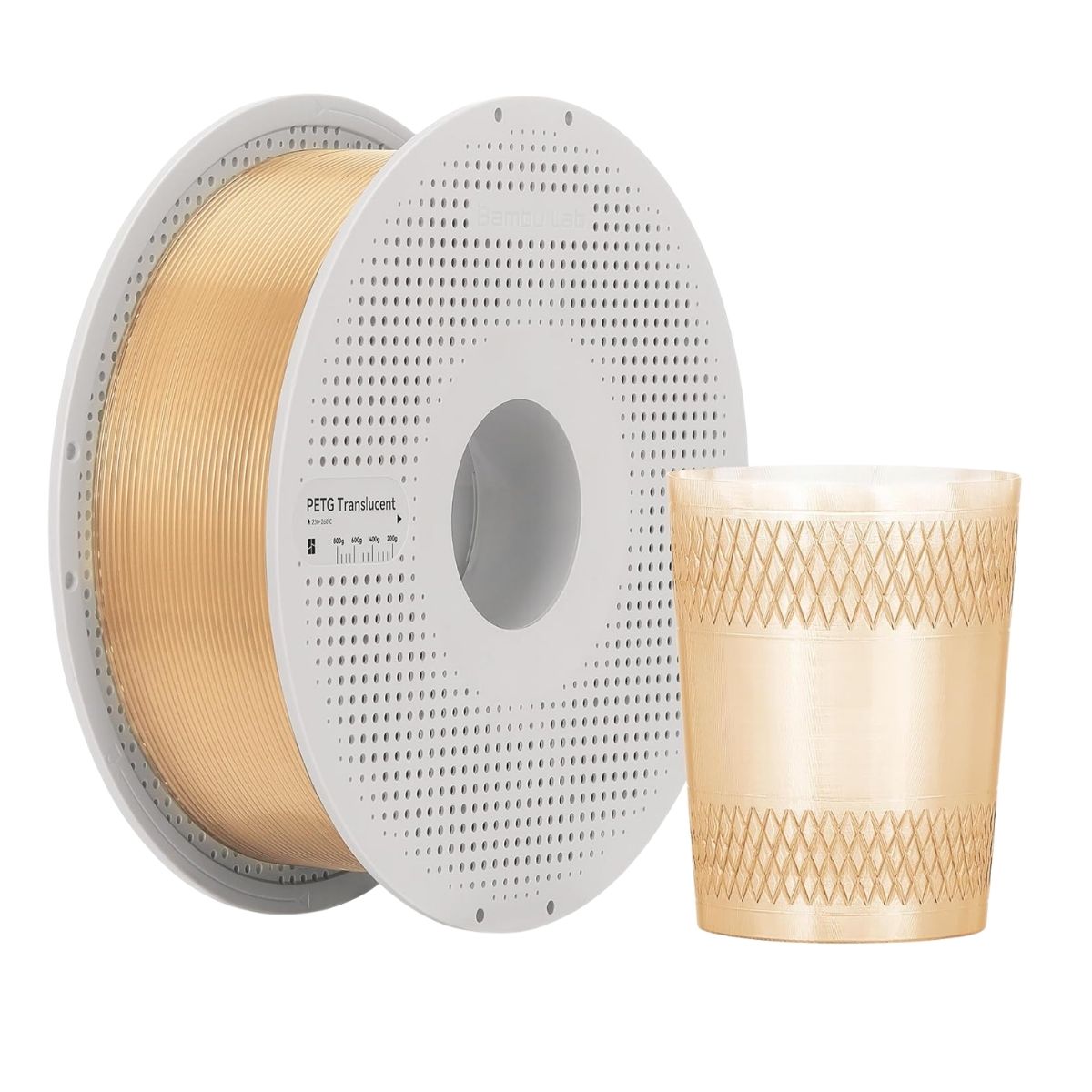 Filamento Para Impressora 3D - PETG Marrom Translúcido - 1Kg - 1,75mm - Bambu Lab G01-N0-1.75-1000-SPL