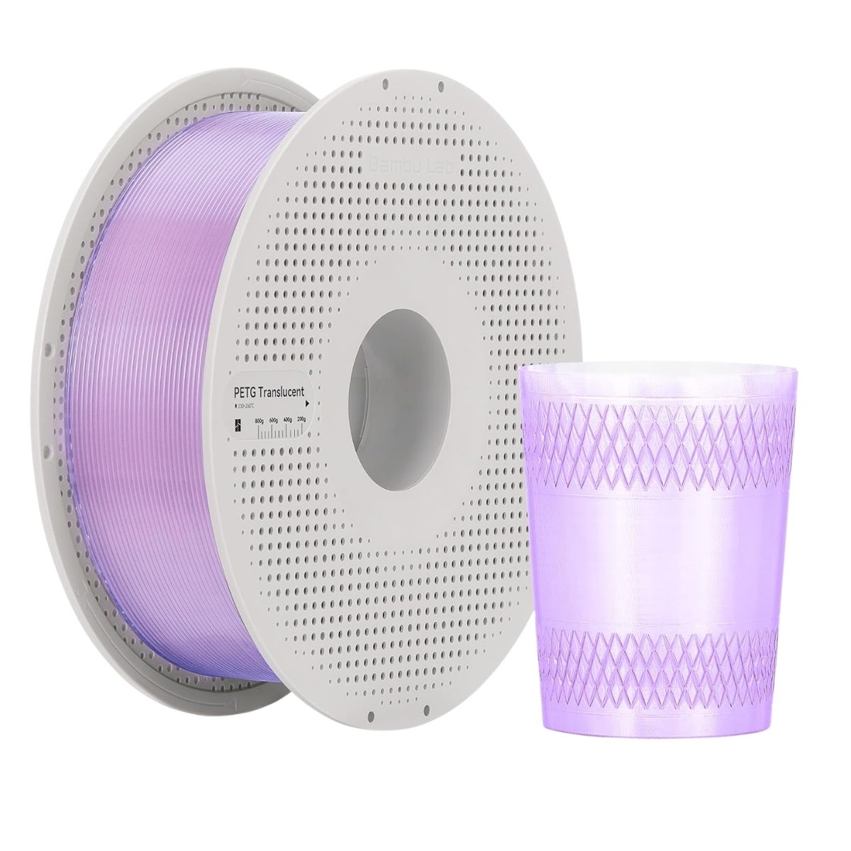Filamento Para Impressora 3D - PETG Roxo Translúcido - 1Kg - 1,75mm - Bambu Lab G01-P0-1.75-1000-SPL