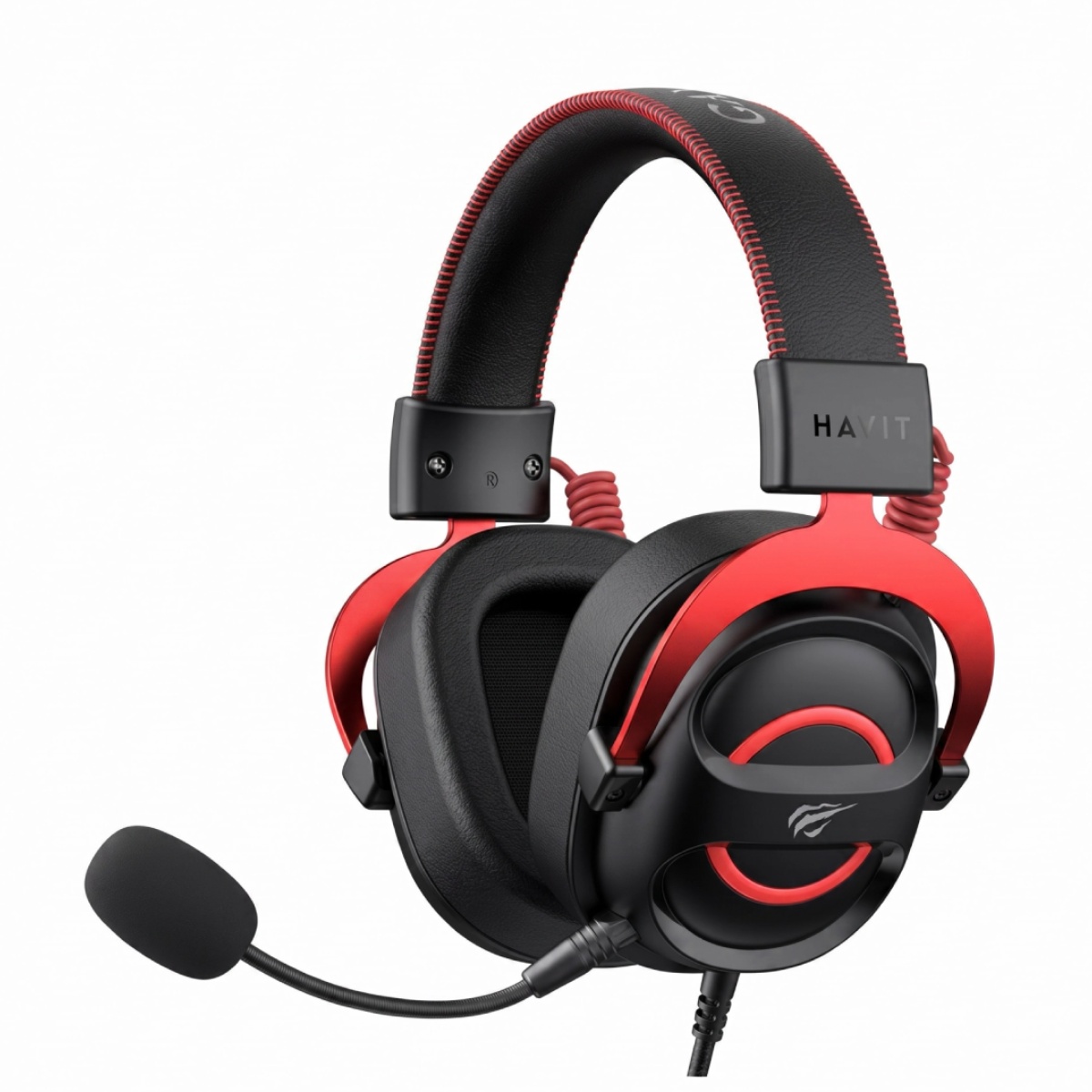Headset Gamer Havit H2000E - Drivers 50mm - Microfone Destacável - Conector P2 - Preto e Vermelho - HVGMH-H2002EPRO-BR