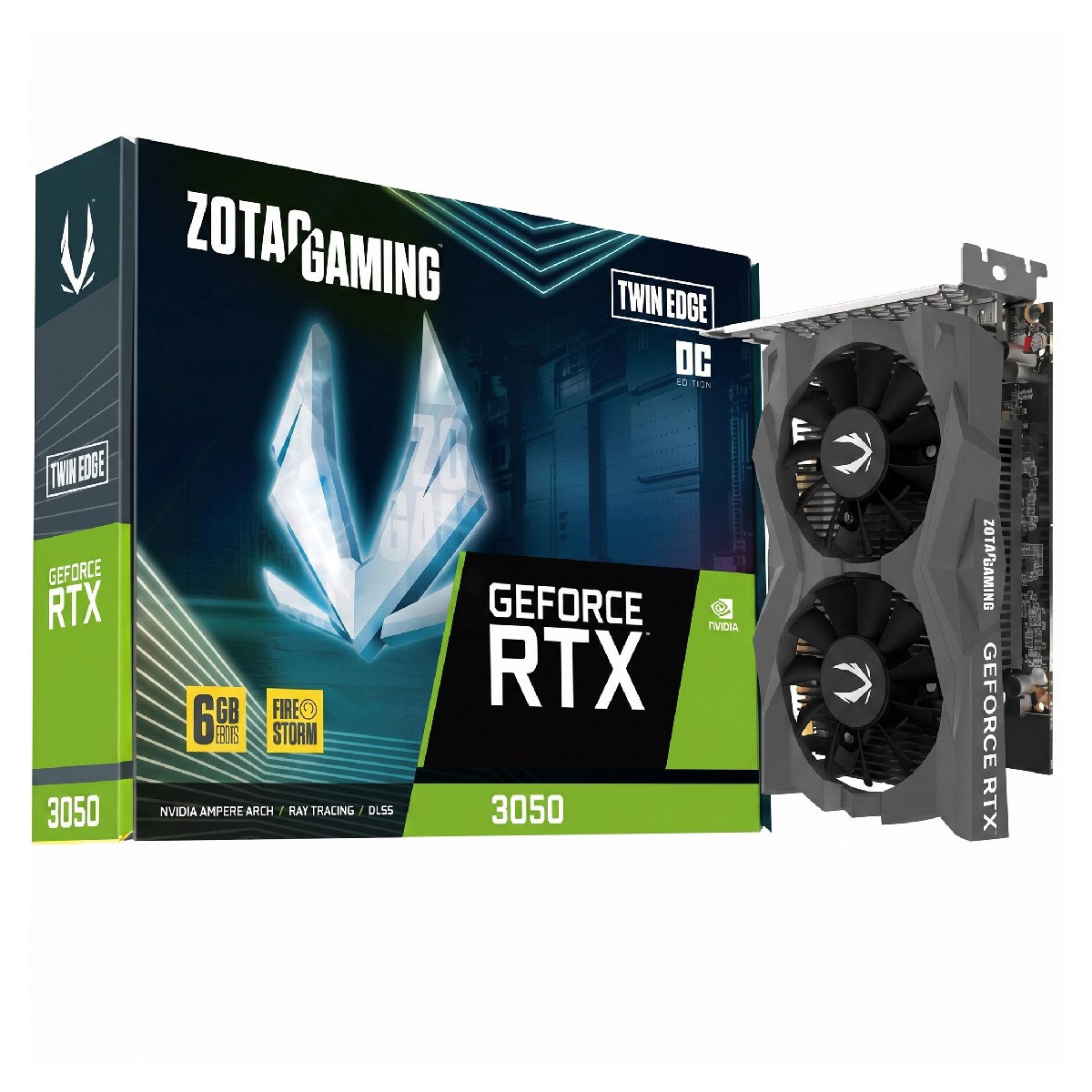 Placa de Vídeo GeForce RTX 3050 6GB GDDR6 96bits - Zotac Twin Edge OC ZT-A30510H-10A