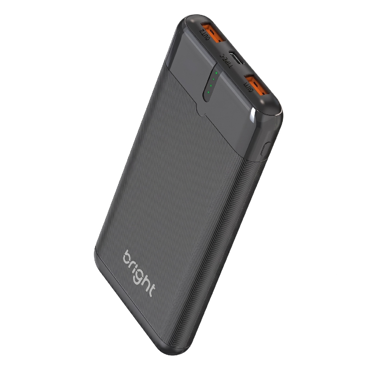 Power Bank Carregador Portátil Universal Bright PW001 - 10000 mAh - Carregamento Rápido 20W - USB-C e USB - Preto