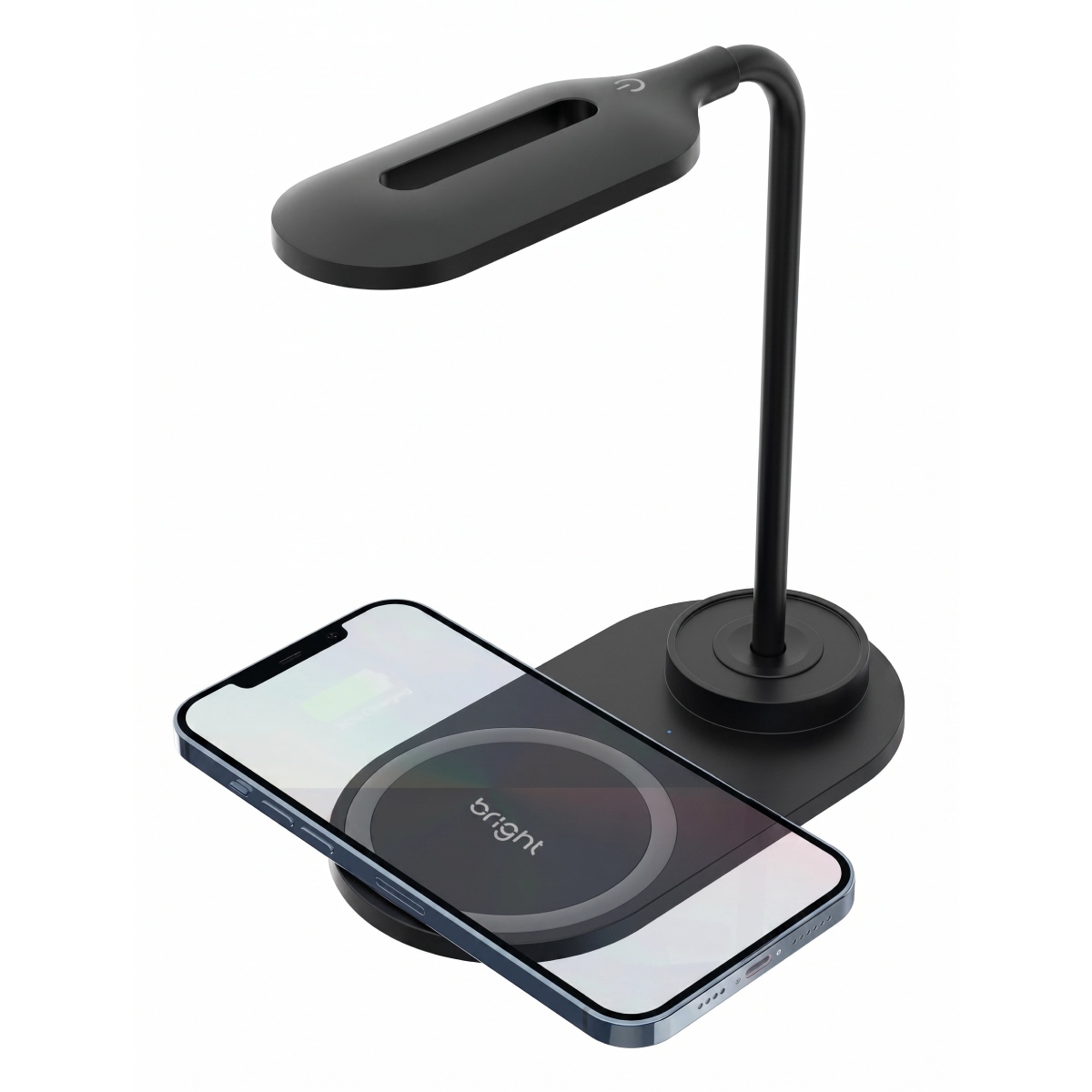 Luminária de Mesa Bright com Carregador sem Fio 15W - Haste Flexível - Micro-USB - LED - Preta - CG005
