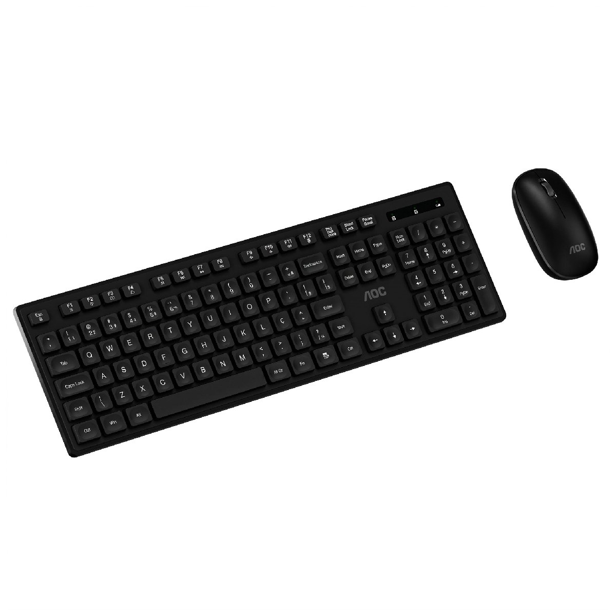 Kit Teclado e Mouse sem Fio AOC KM300 - ABNT2 - Resistente a Respingos - 1200dpi - 2.4GHz - Preto - KM300B/FG