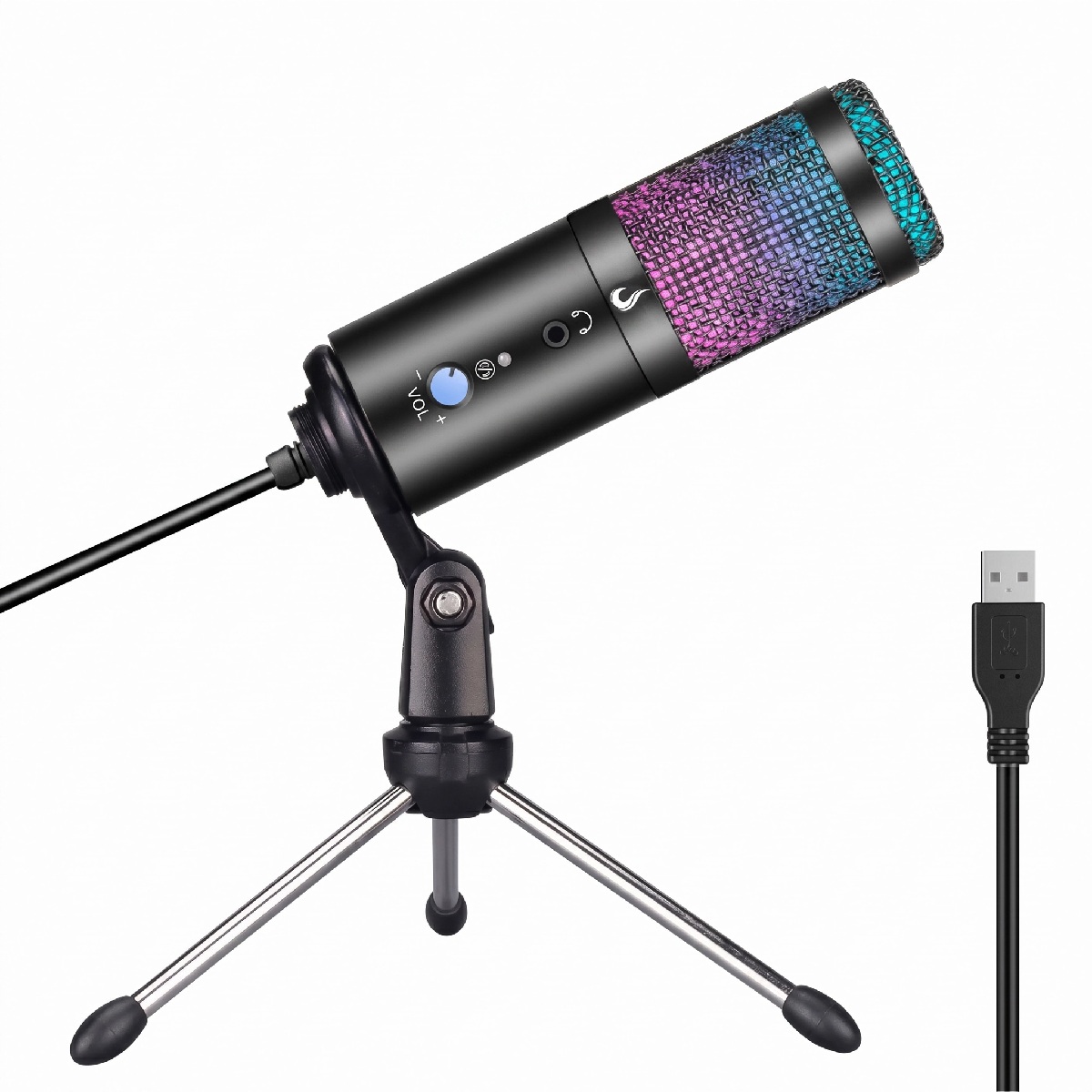 Microfone Gamer Rise Mode Elite 03 - Direcional Cardioide - 192KHz/24bit - USB - Iluminação RGB - Preto - RM-ME-03-B