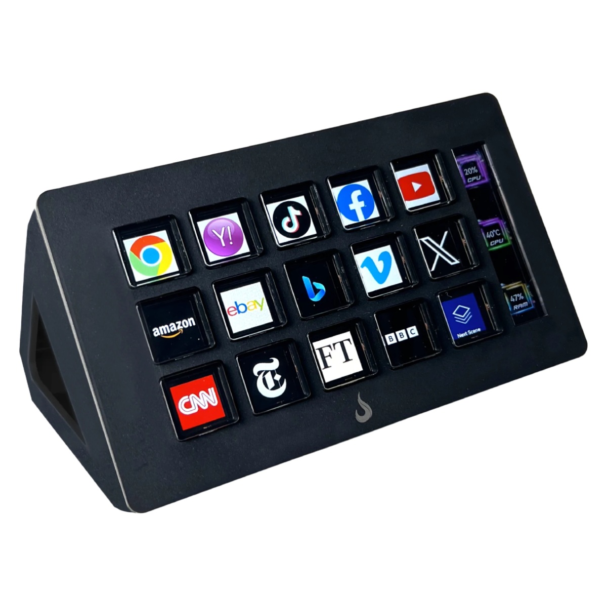 Mesa Controladora Streaming Rise Mode Vision 01 - 15 Teclas LCD Personalizáveis - USB-C - Preta - RM-MC-01B
