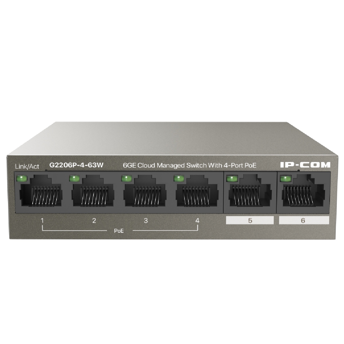 Switch 6 Portas IP-COM G2206P-4-63W - Gigabit - PoE - Gerenciável - G2206P-4-63W
