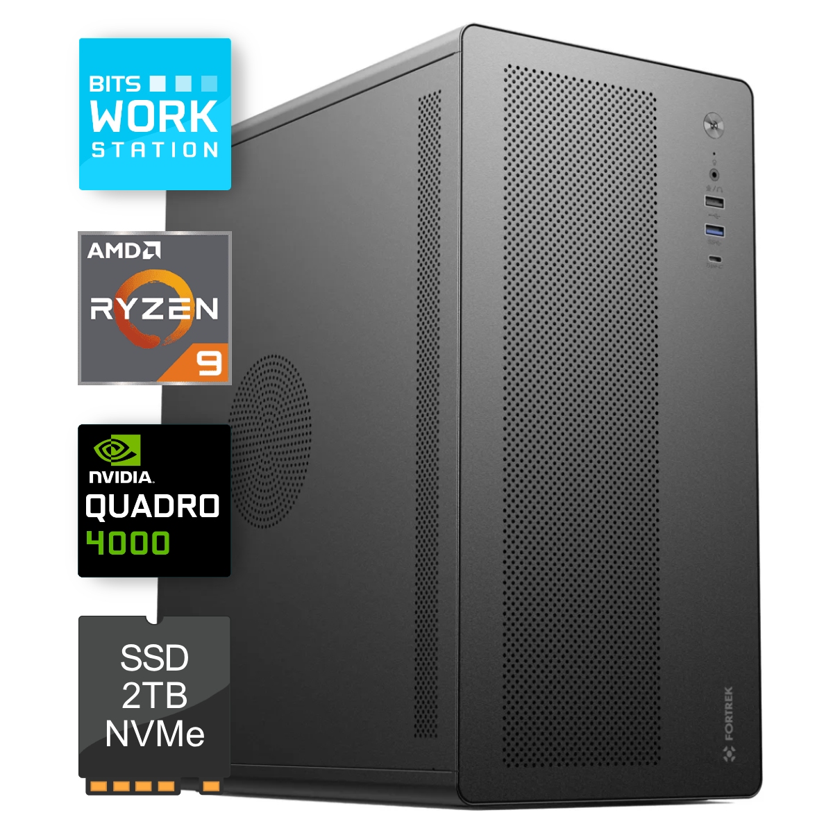 Computador WorkStation Bits 2026 - AMD Ryzen 9 9950X, 32GB, SSD 2TB, Nvidia Quadro RTX 4000 ADA, Windows 11 Professional